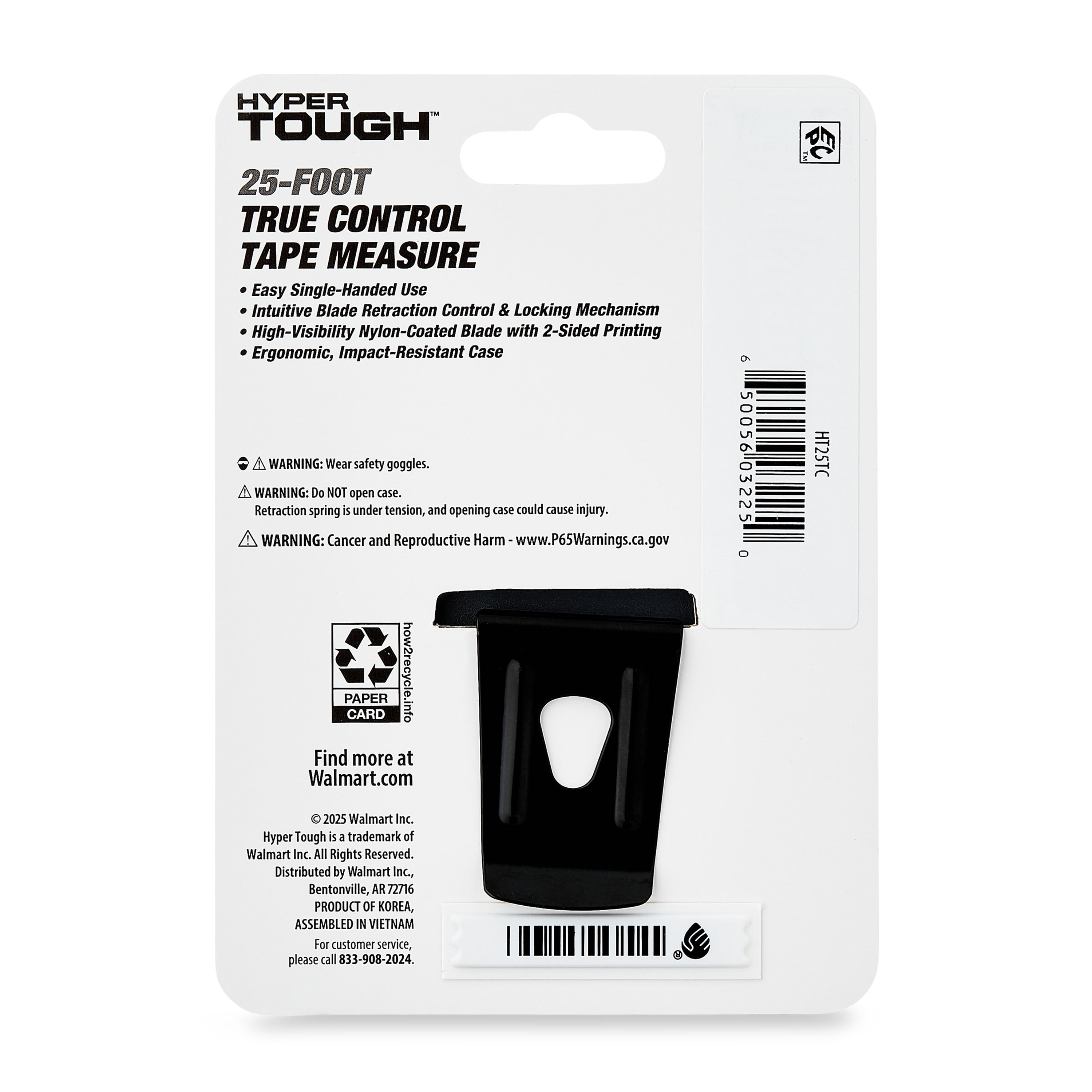Hyper Tough True Control Tape Measure with High-Visibility Blade (Grey, 25 ft) wrgwi