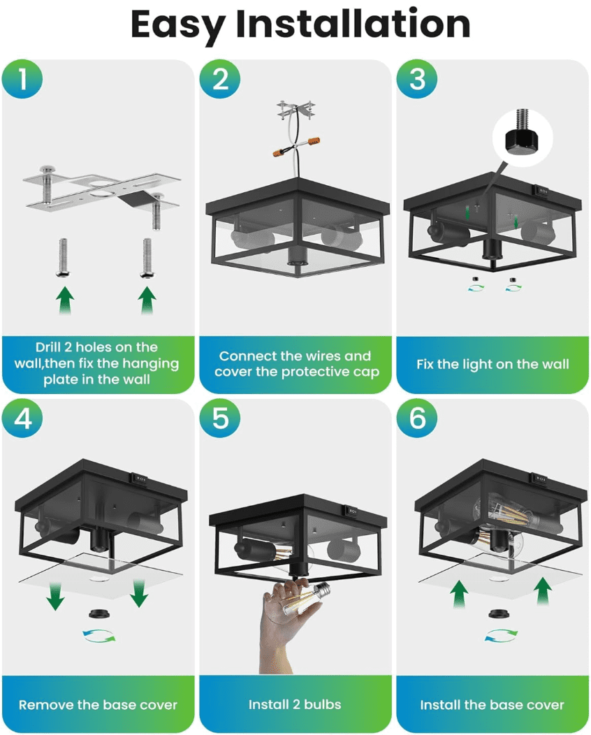 Craftersmark Outdoor Ceiling Light with Motion Sensor, Flush Mount Porch Light Fixture, Dusk to Dawn Exterior Lighting (Clear, 10.5 in) 8mueu