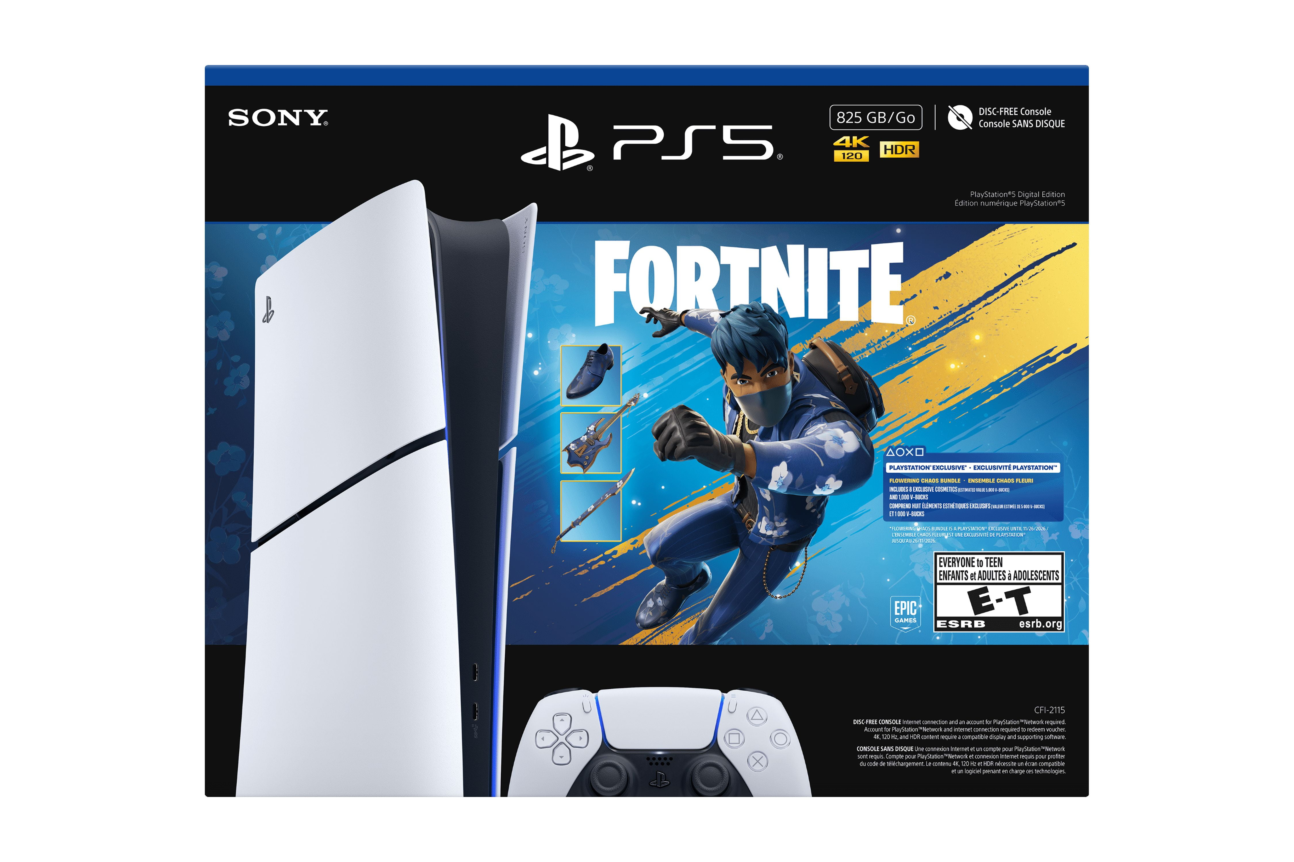 PlayStation 5 Digital Edition Console (825GB, White) - Fortnite Flowering Chaos Bundle 4tefn