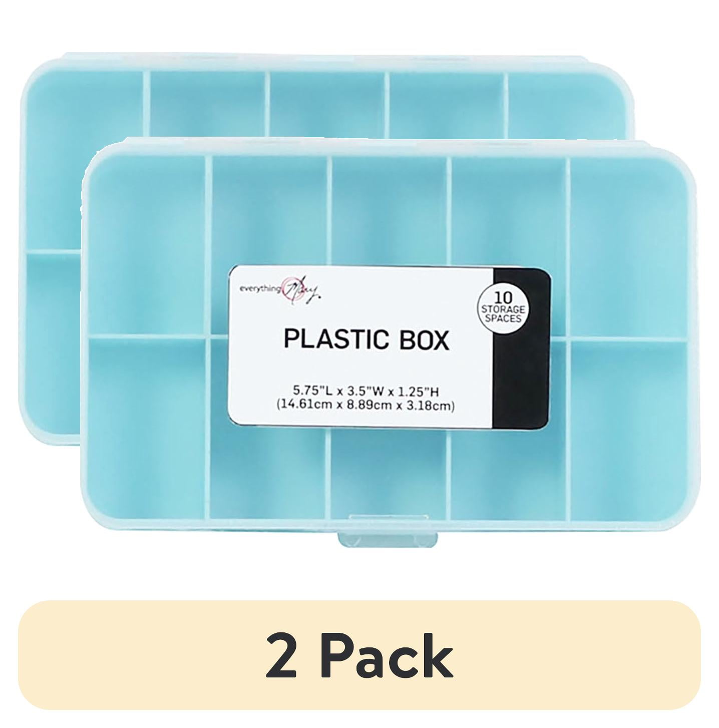 Everything Mary 10 Compartment Plastic Bead Storage Box, Craft Organizer for Jewelry and Beads (Teal, 2 Pack) 7hzke