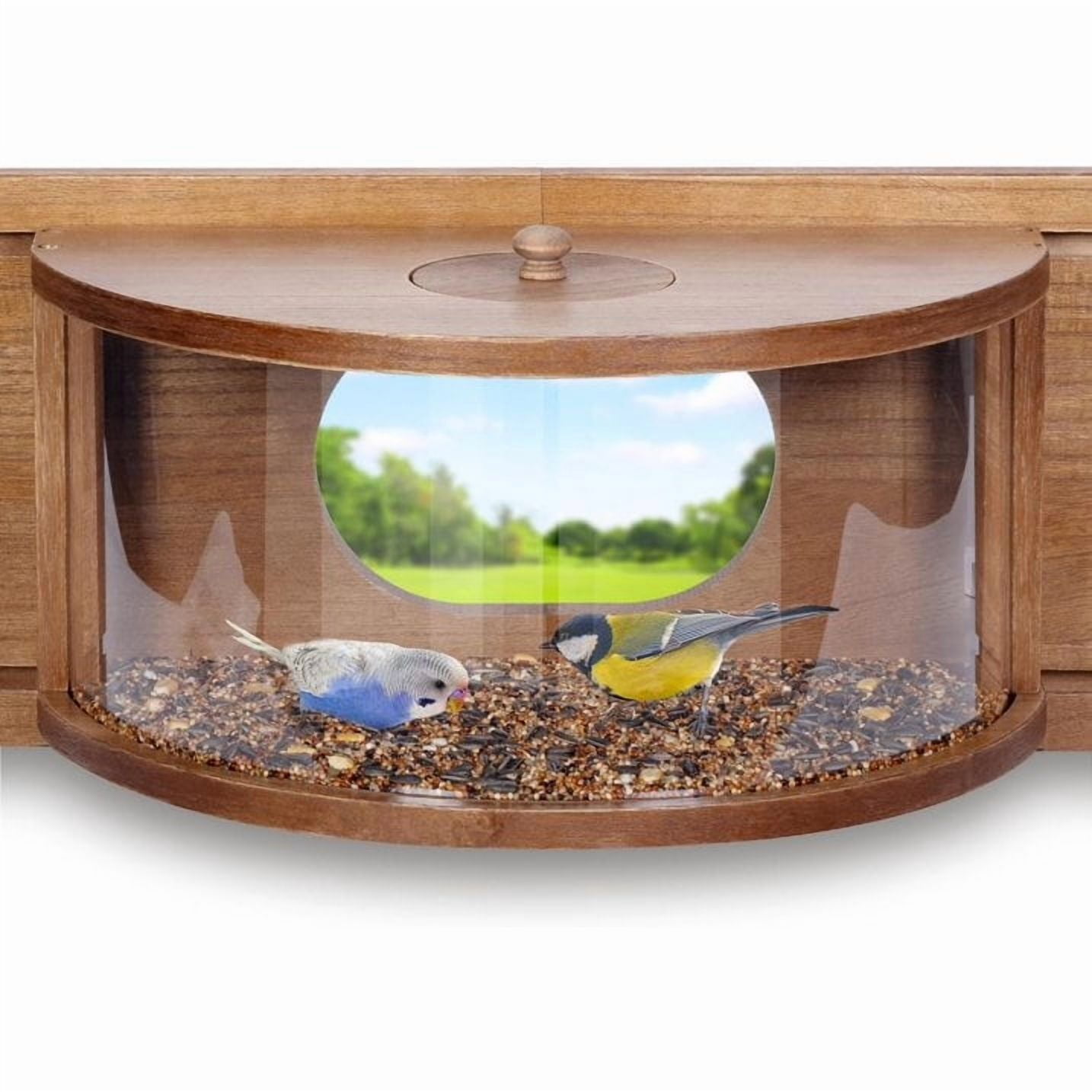 SNYNUXX Window Bird Feeder with 180° Clear View and Durable Wood Construction (Clear, 23-36 in) c29te