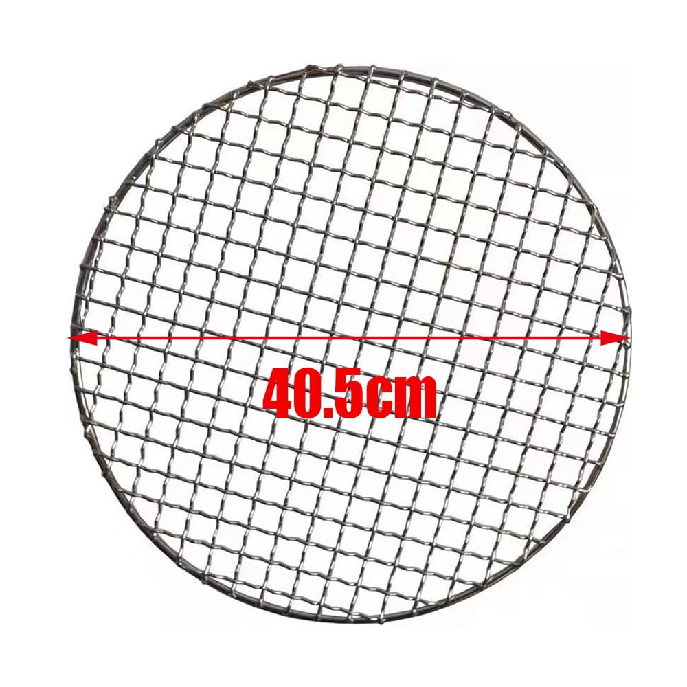 Oukaning LED 16 Inch Round Stainless Steel BBQ Grill Grate, Heavy-Duty 304 Food Grade Wire Rack for Charcoal Gas Grills and Fire Pits (16 in) saop3