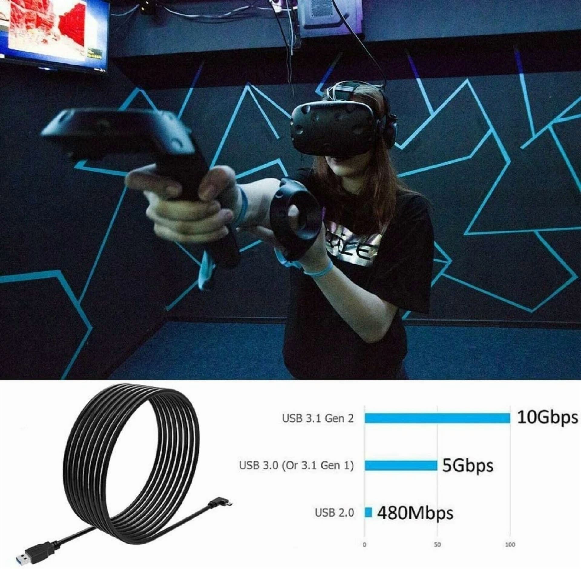 Rhea USB-C to USB-A Link Cable for Oculus Quest 2, High-Speed Data Transfer and Charging Cord (Black, 14 ft) m4per
