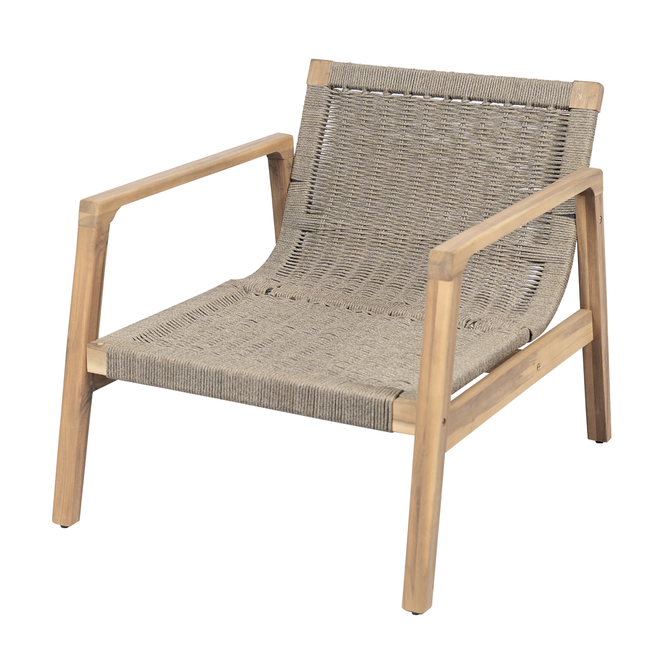 Christopher Knight Home Rustic Outdoor Acacia Wood Club Chair with Curved Rope Back (White, 31.89 in D x 27.17 in W x 27.17 in H) o25g5
