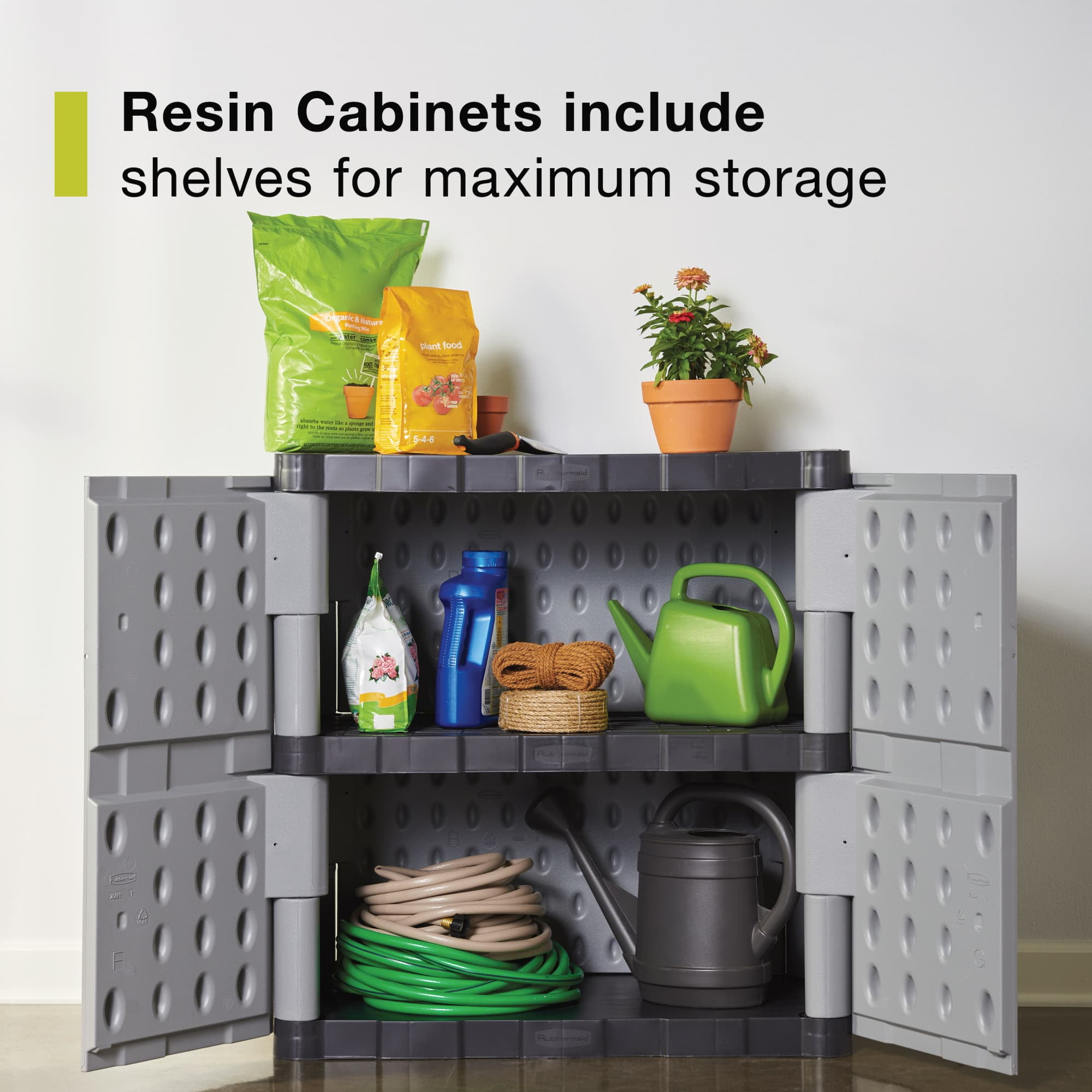 Rubbermaid Garage Storage Resin Base Cabinet (Gray, 336 lb Capacity) kfyh6