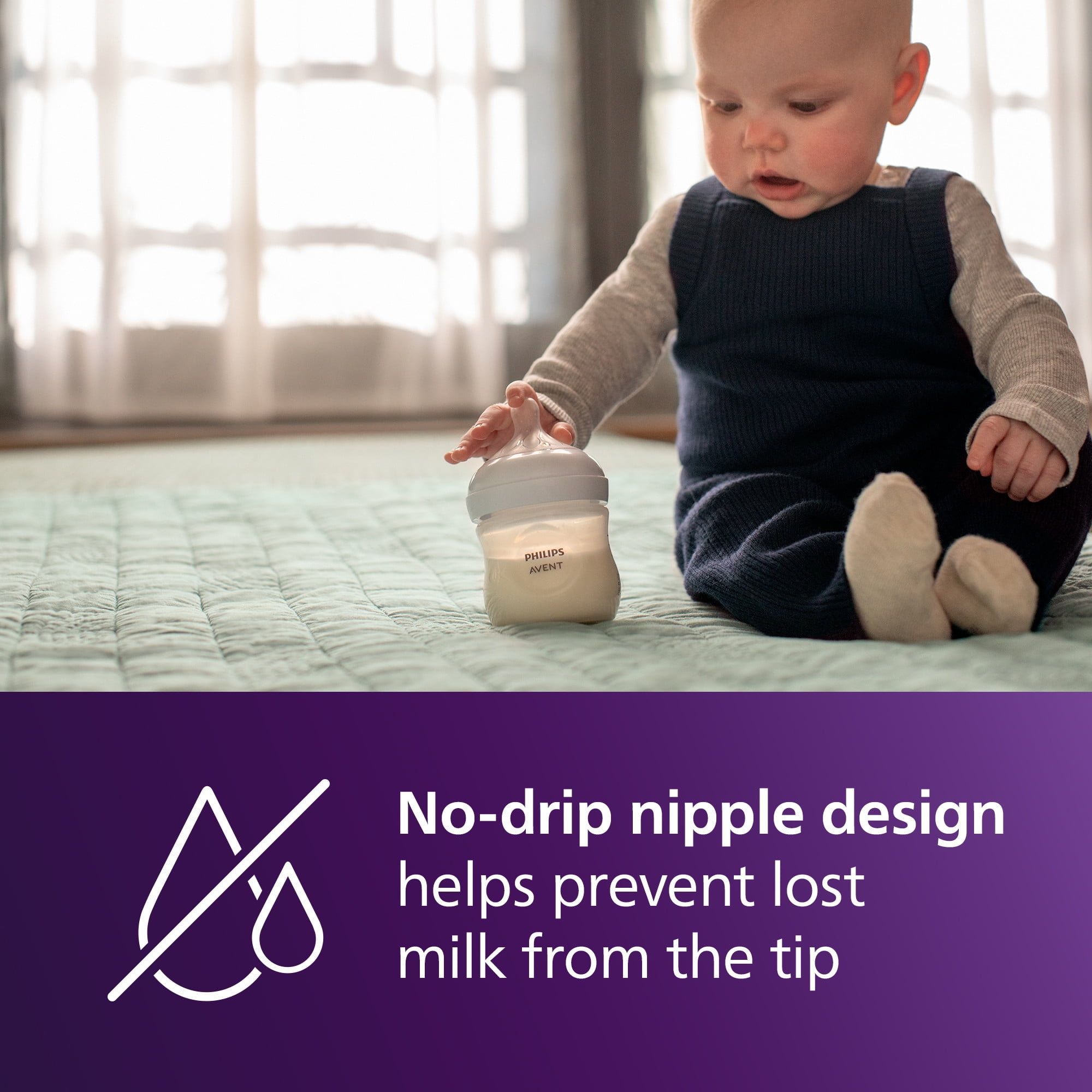 Philips AVENT Natural Baby Feeding Set with Natural Response Nipple (Clear, 4 fl oz, 3-Pack) 50nu2