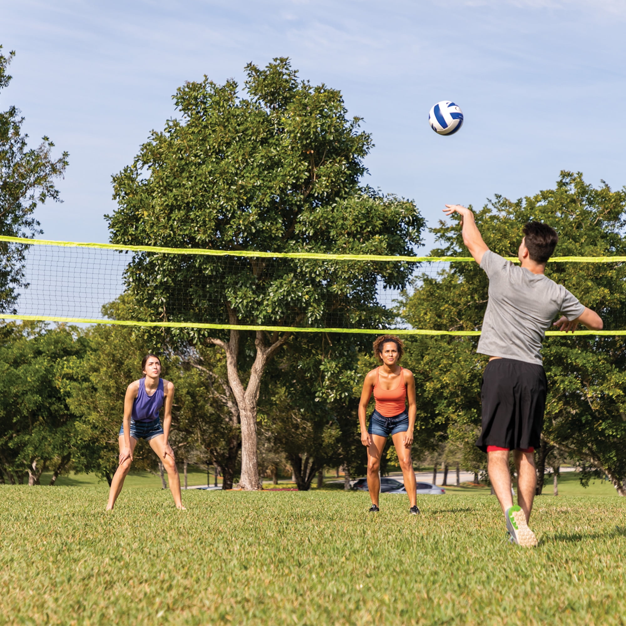 EastPoint Sports 2-in-1 Volleyball and Badminton Set, Adjustable Height Net System for Outdoor Play (1 Set) wehco