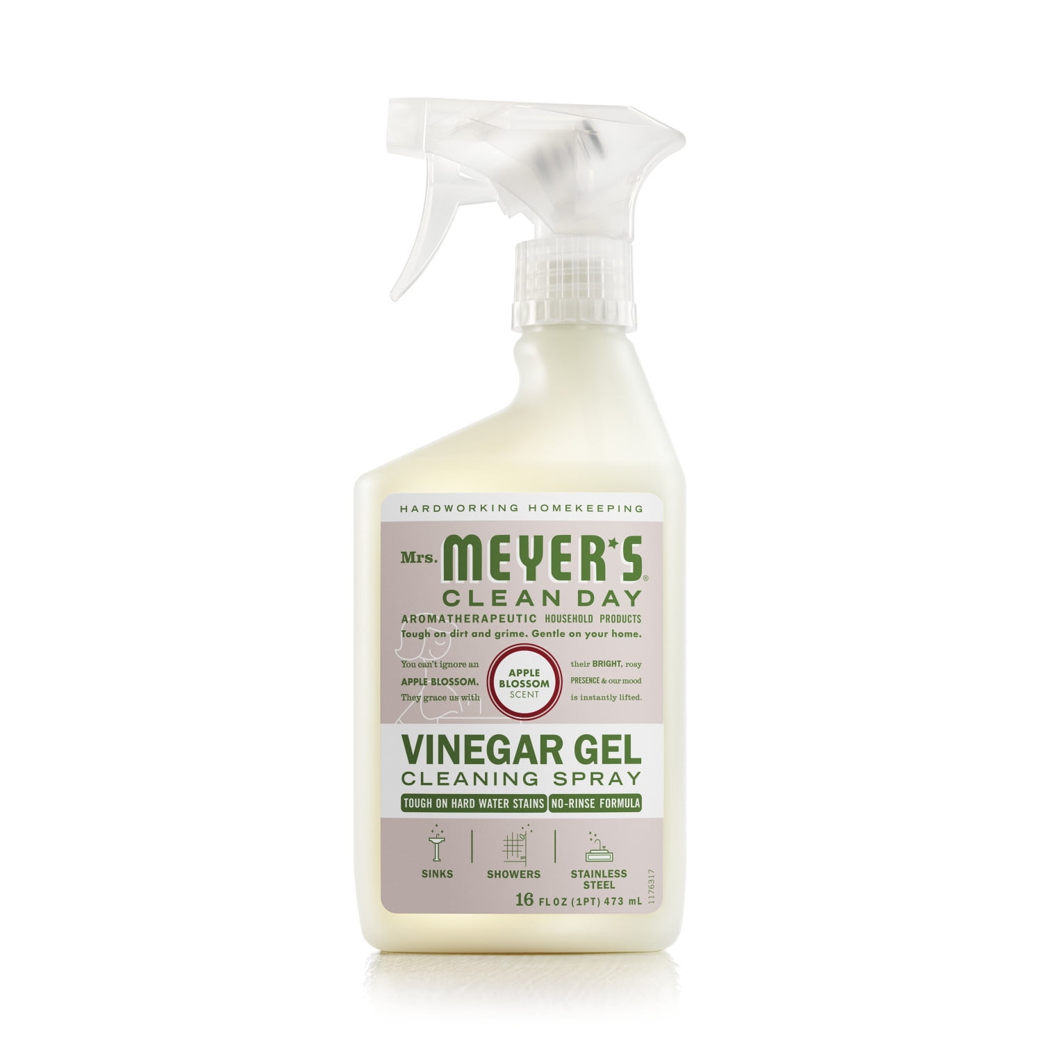 Mrs. Meyer's Vinegar Gel Cleaning Spray, Bathroom Surface Cleaner, No-Rinse Formula (Apple Blossom, 16 fl oz) 60t1n