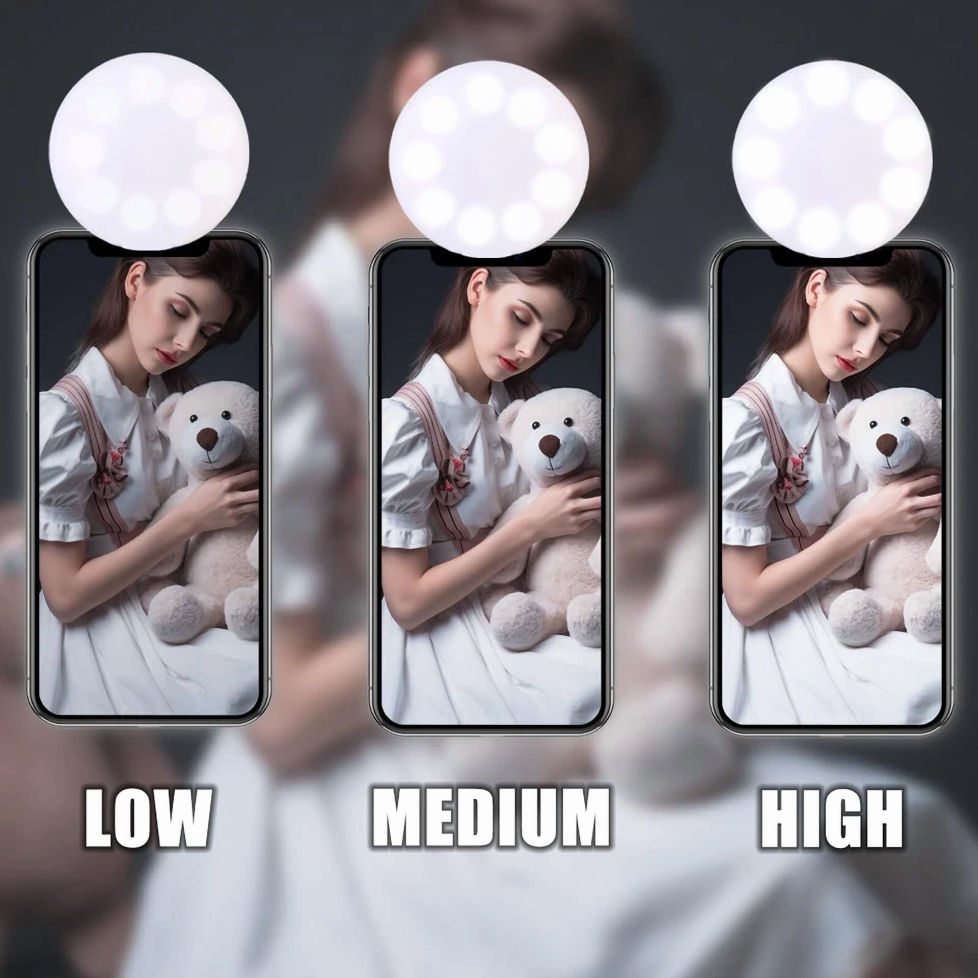 Rhea Rechargeable LED Clip-On Selfie Ring Light for Smartphones and Laptops (Portable, 1 Pack) 5full