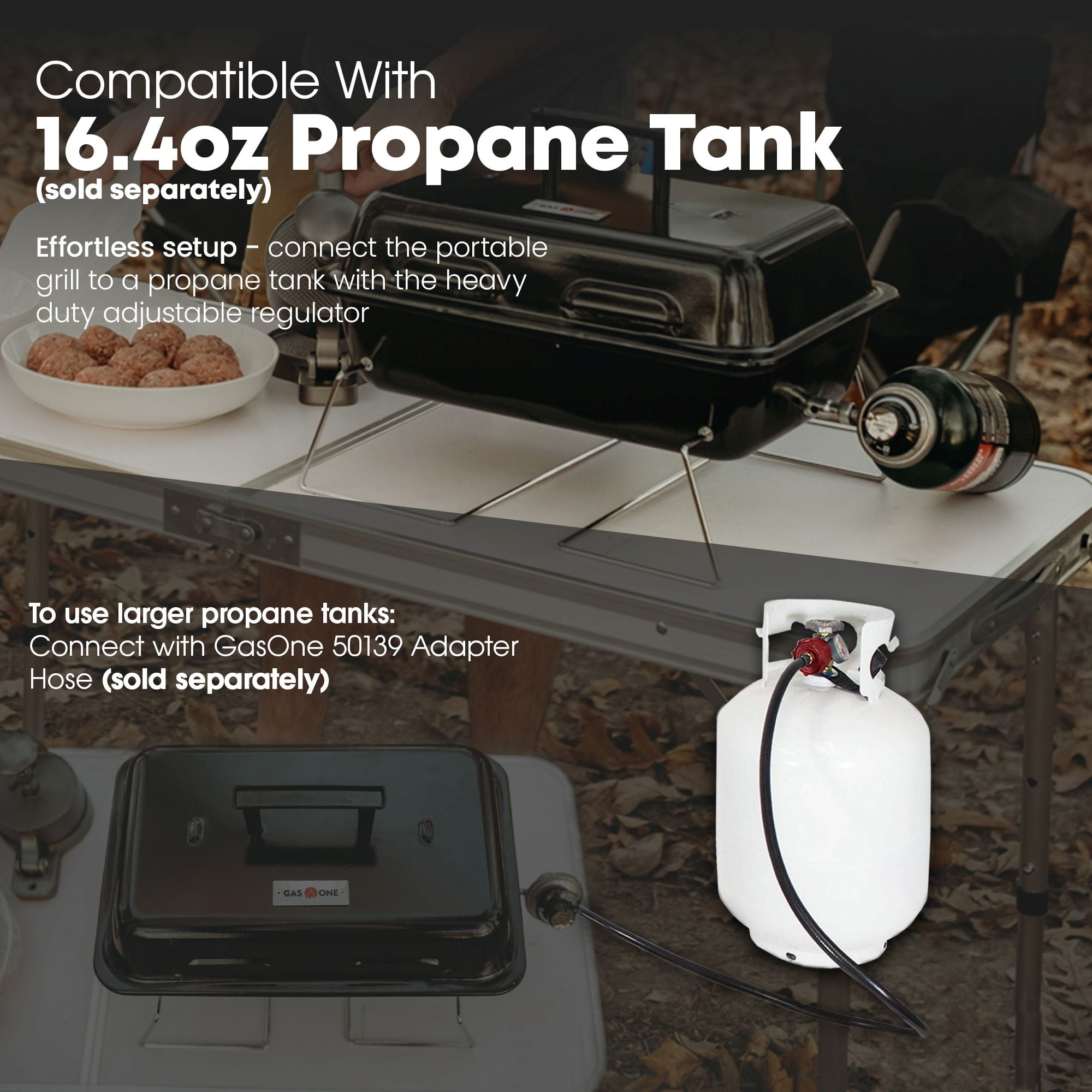 Gas One GPT-25 Portable Propane Gas Grill with Foldable Legs (Black, 16.37 in x 10.5 in) e44uy