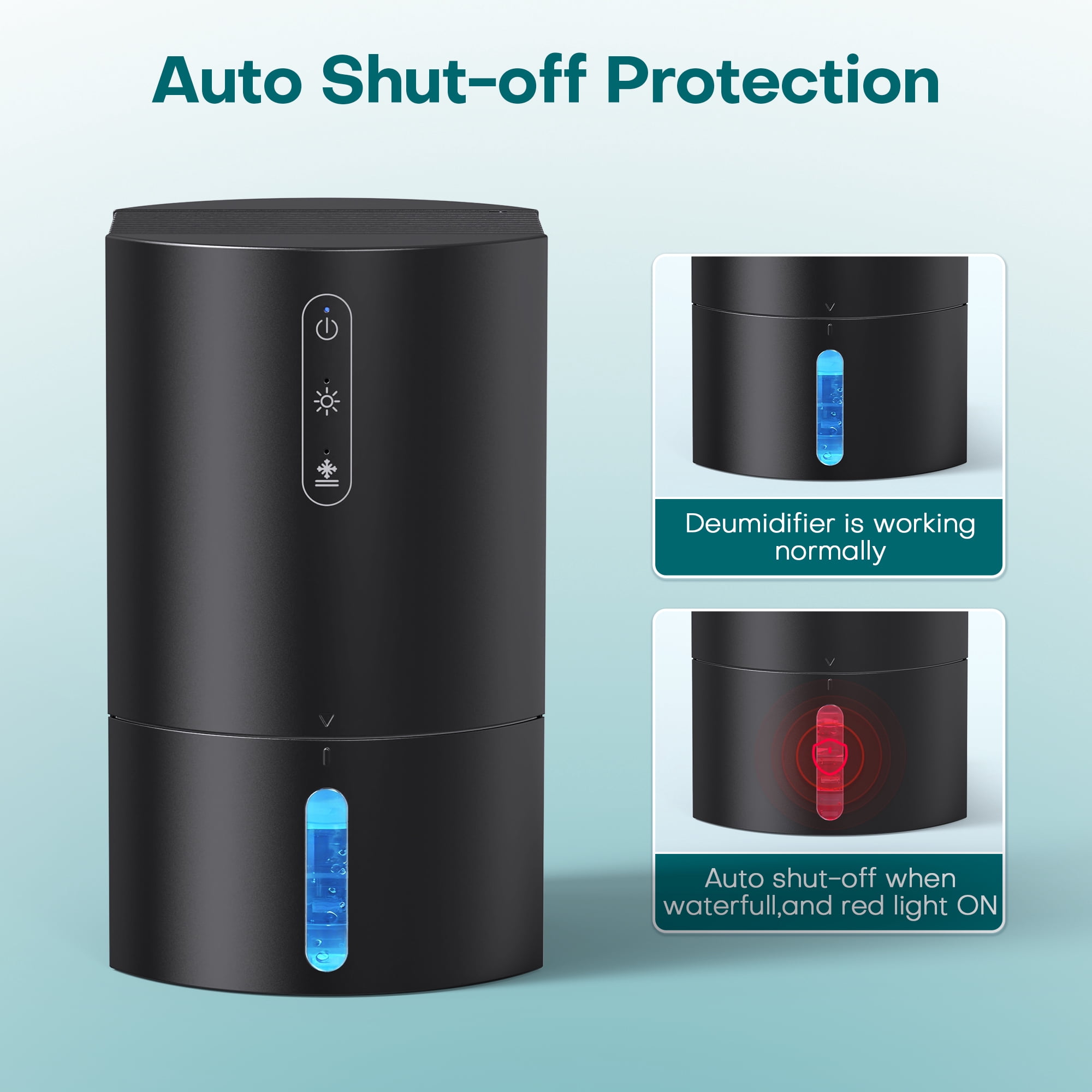 ALROCKET Compact Dehumidifier for Home and Bathroom, Quiet Operation with LED Light (Black, 35 fl oz) oc7lf