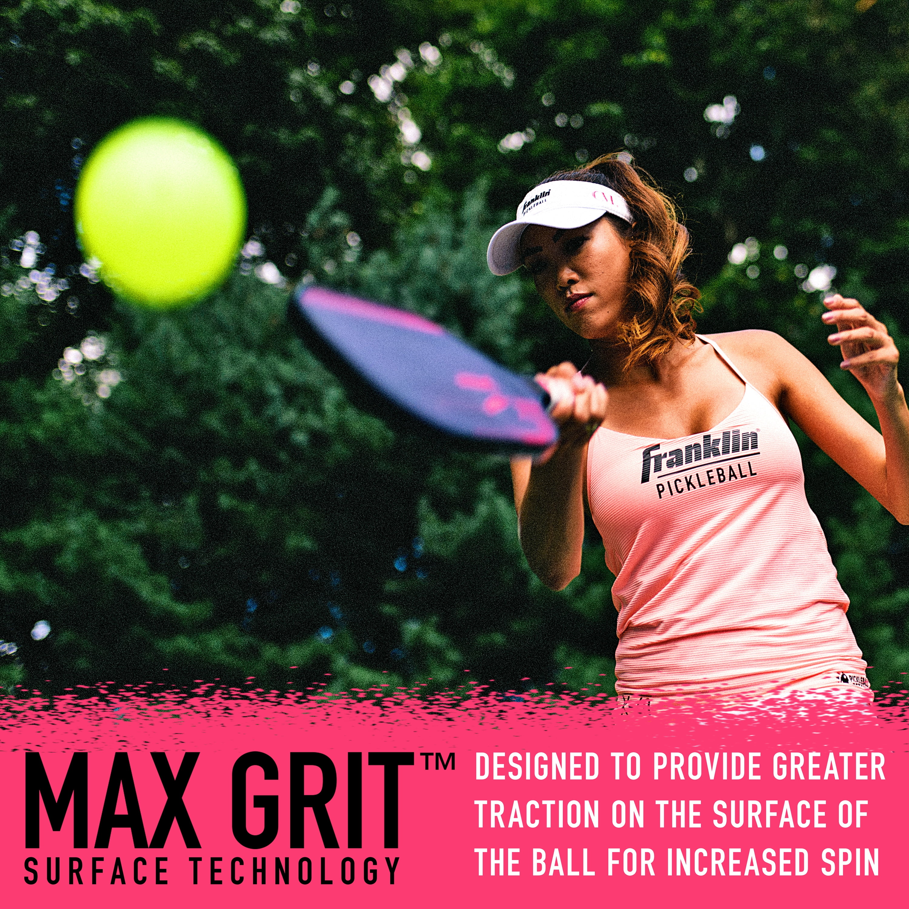 Franklin Sports Pro Pickleball Paddle - Professional Fiberglass Surface Racket with Max Grit Technology (Pink, 15.9 in x 8 in) 5wz40