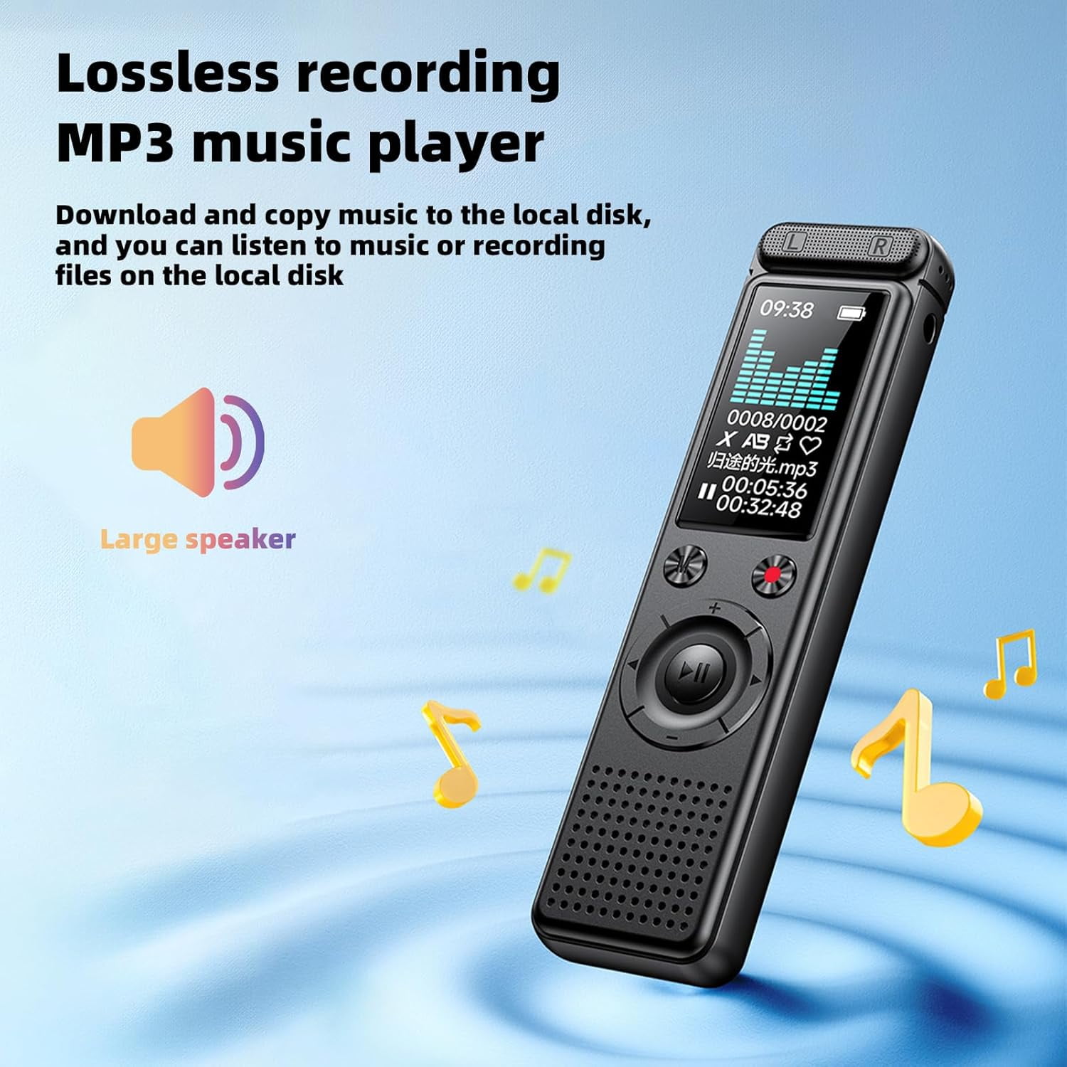 Samovi Digital Voice Recorder, 32GB Voice Activated Audio Recording Device with MP3 Player and Noise Reduction (Black, 32GB) t3mtj