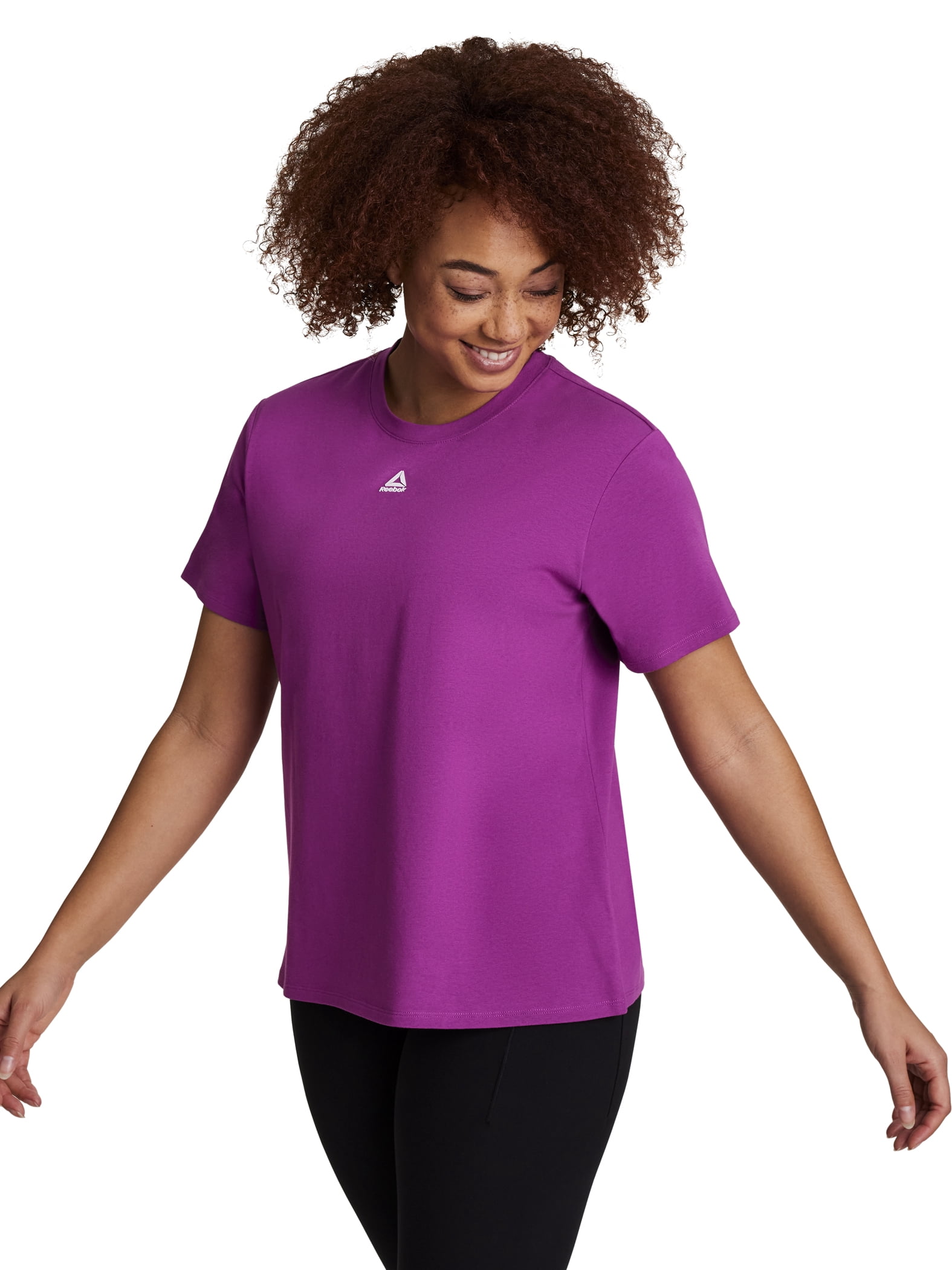 Reebok Women's Energy Short Sleeve Tee Moisture-Wicking Athletic Shirt (Black, XS) odvos