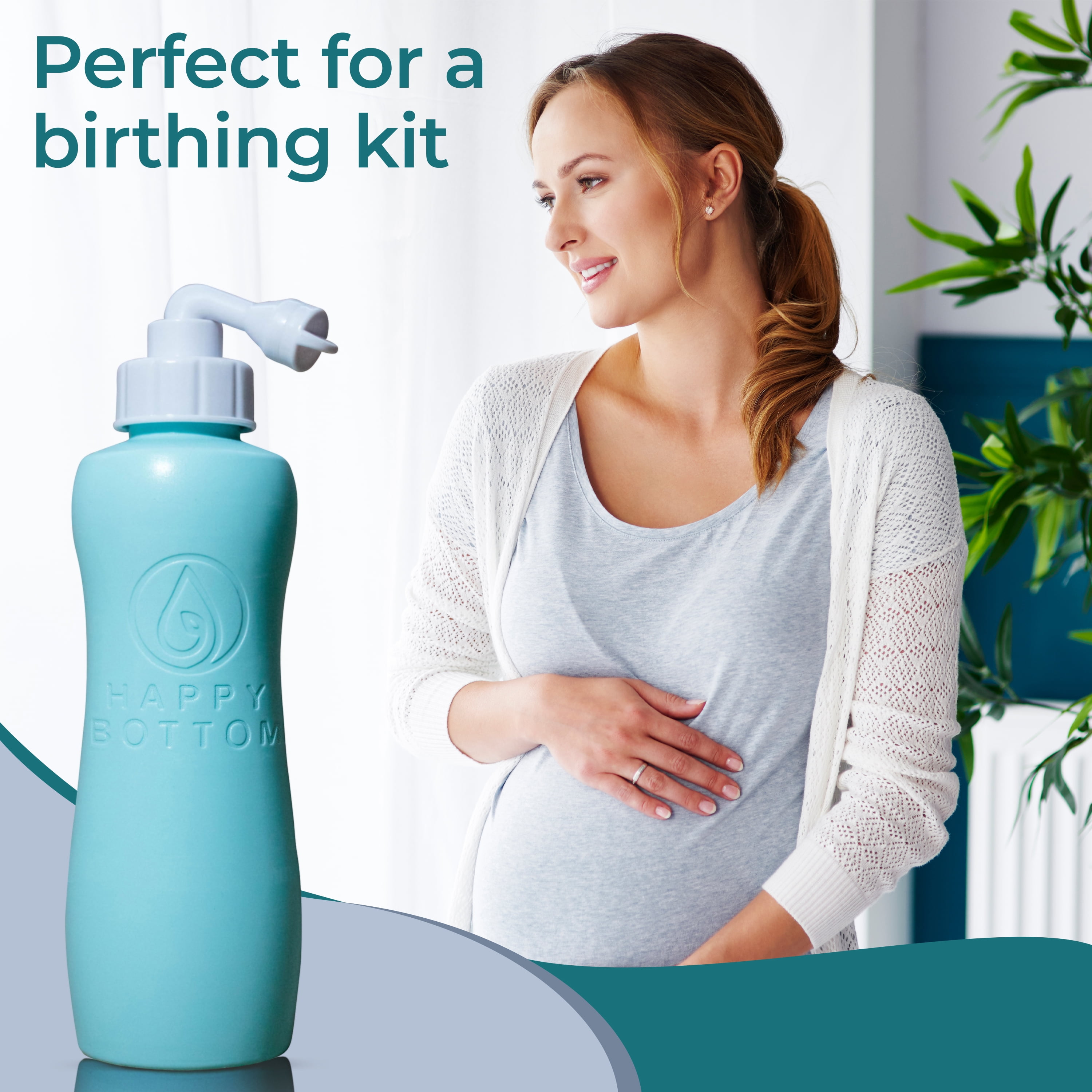 Happy Bottom Portable Bidet Sprayer for Personal Hygiene (Turquoise, 14 fl oz) ybg03