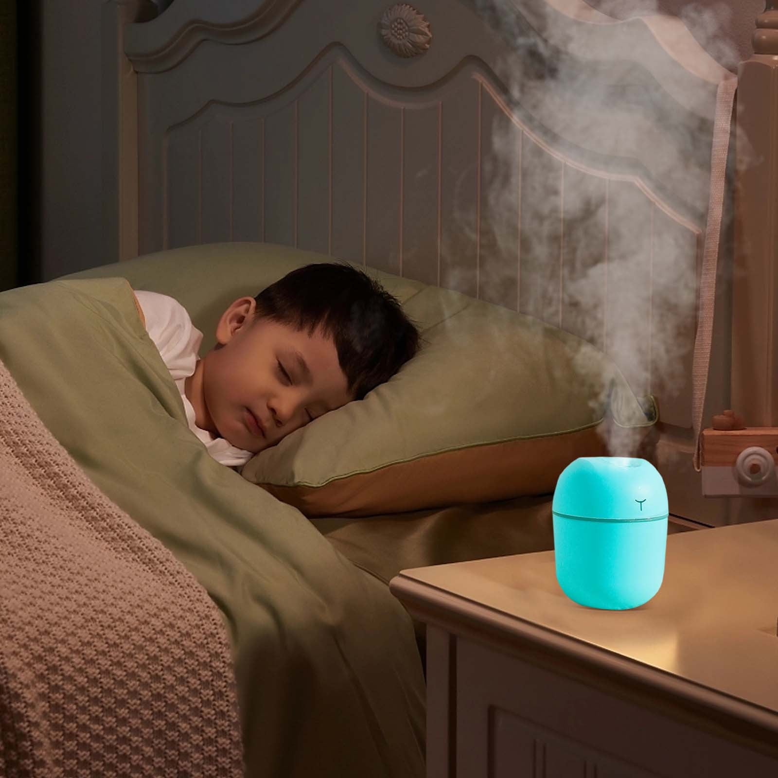 100Fens Portable Mini Cool Mist Humidifier, Quiet USB Desktop Air Moisturizer for Bedroom and Office (Green, 7.44 fl oz) kjp94