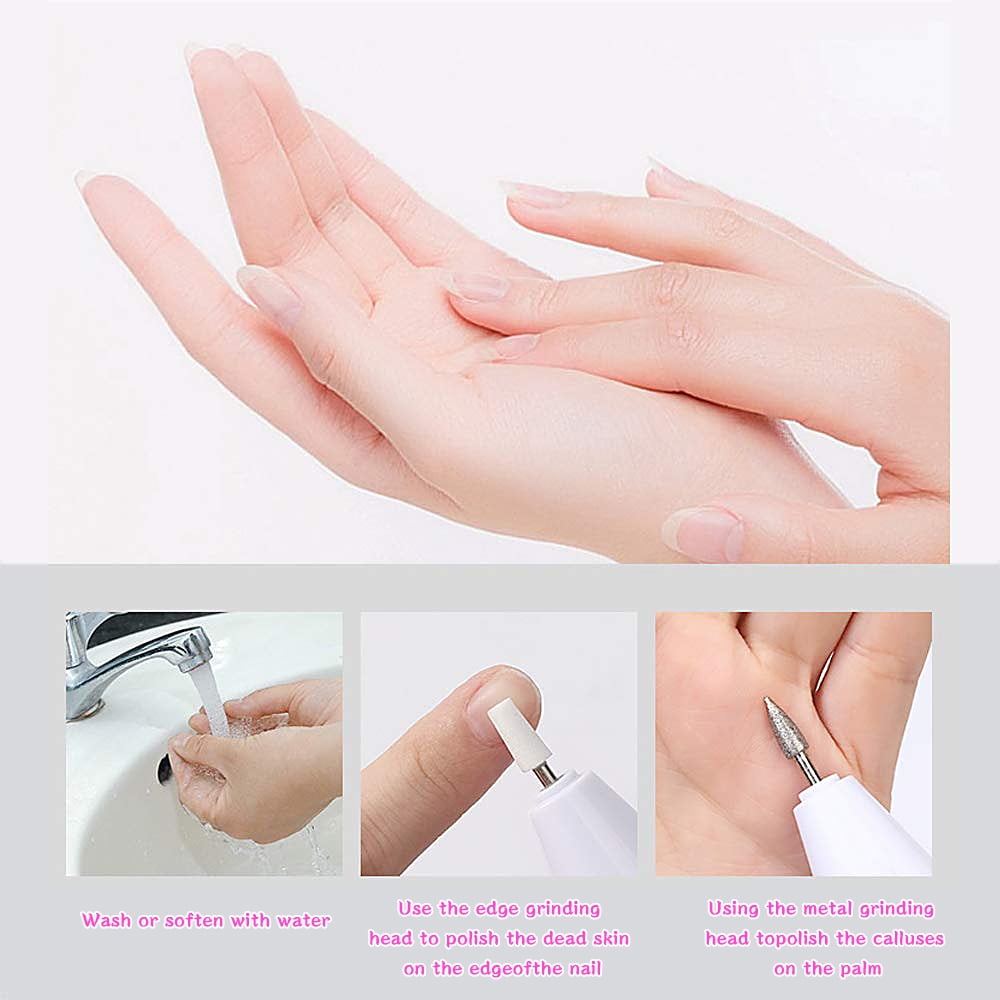 SNNROO 5-in-1 Electric Nail Drill Kit, Professional Manicure and Pedicure File Buffer (White, 1 Set) s41hd