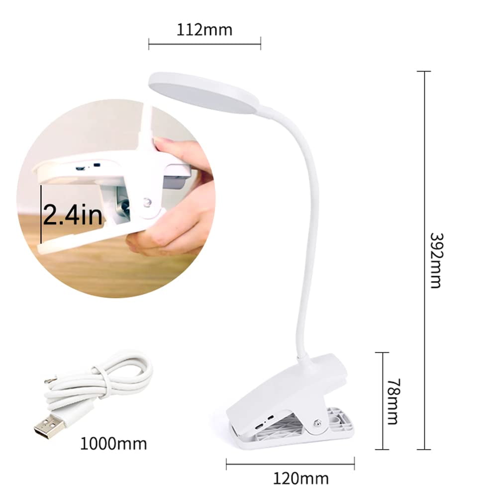 Ledander USB Rechargeable LED Clip-on Desk Lamp (Black, 1 Pack) 6jzol