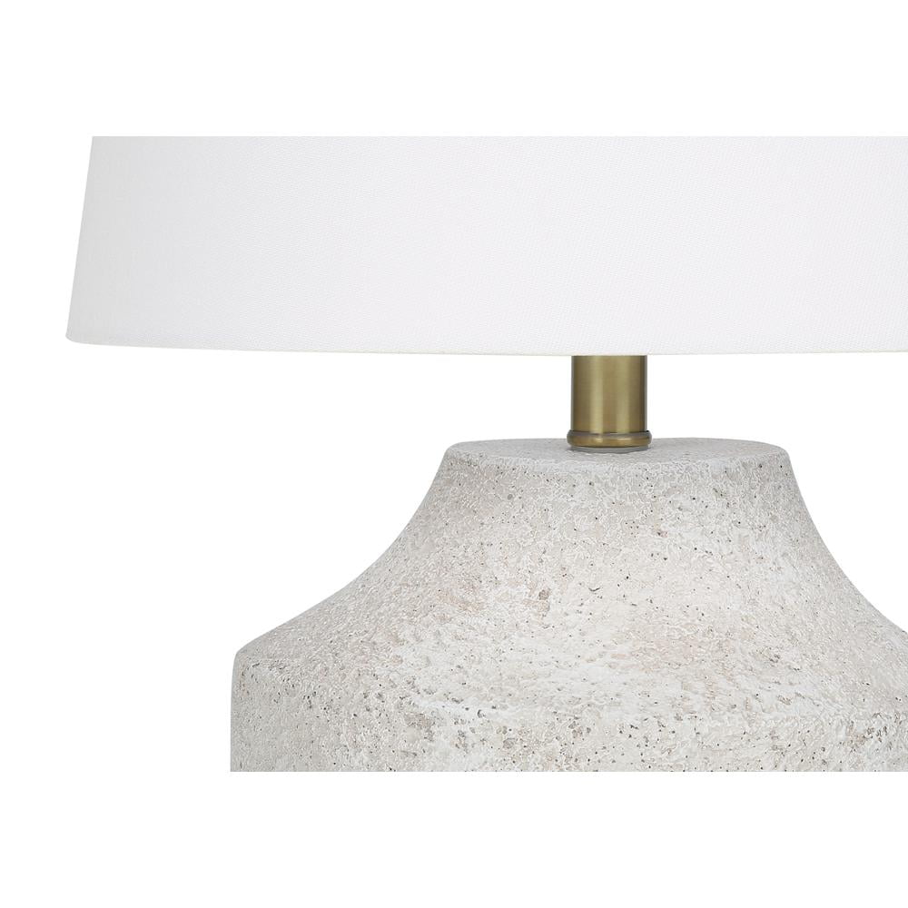 Monarch Concrete Stone Table Lamp with Tapered Drum Shade (Beige, 20 in) ei40j