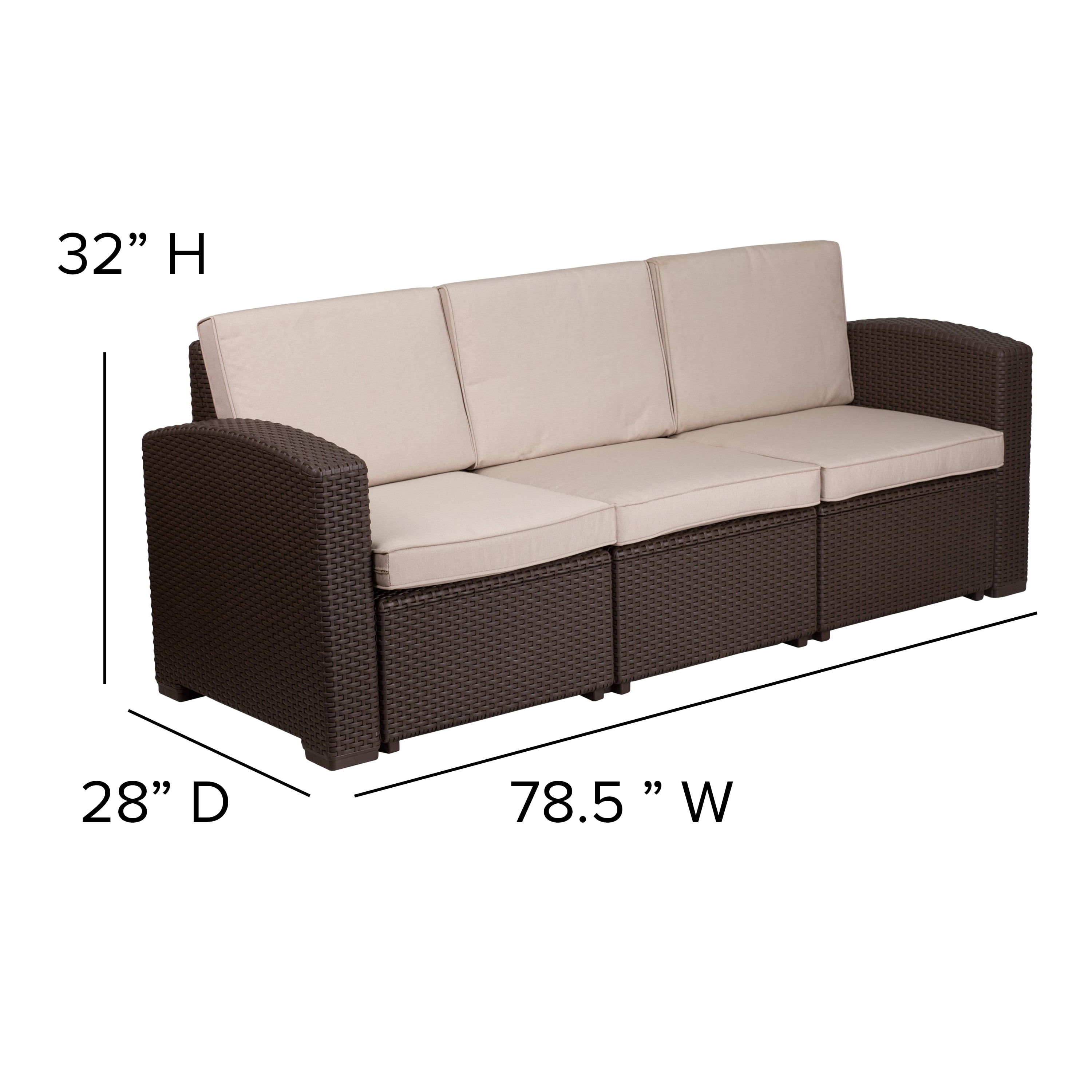 Flash Furniture Seneca 4 Piece Outdoor Faux Rattan Patio Conversation Set (Chocolate Brown, 4-Piece Set) q1jju