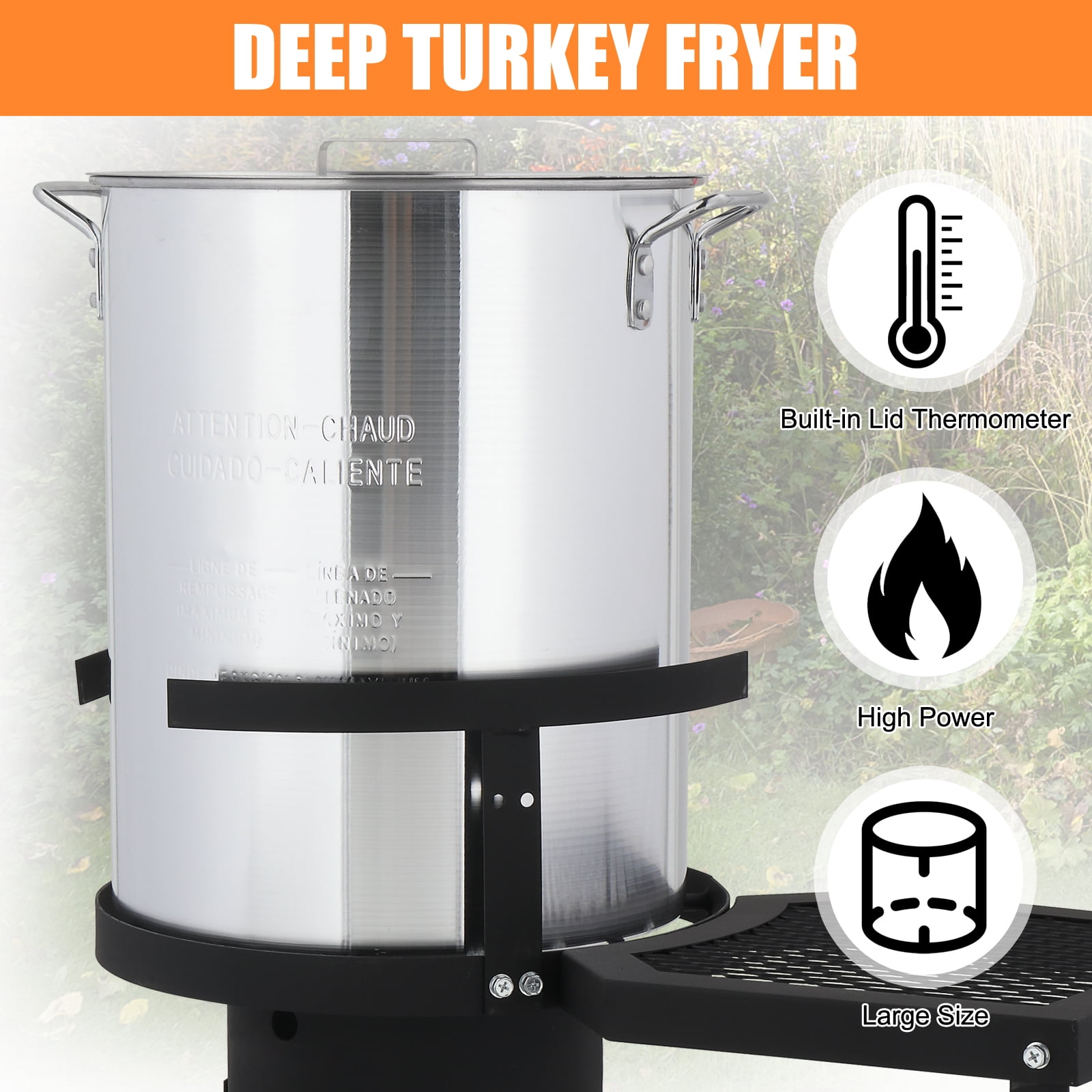 SamyoHome Aluminum Turkey Fryer Pot and Propane Burner Set (Silver, 30qt) zcfd7