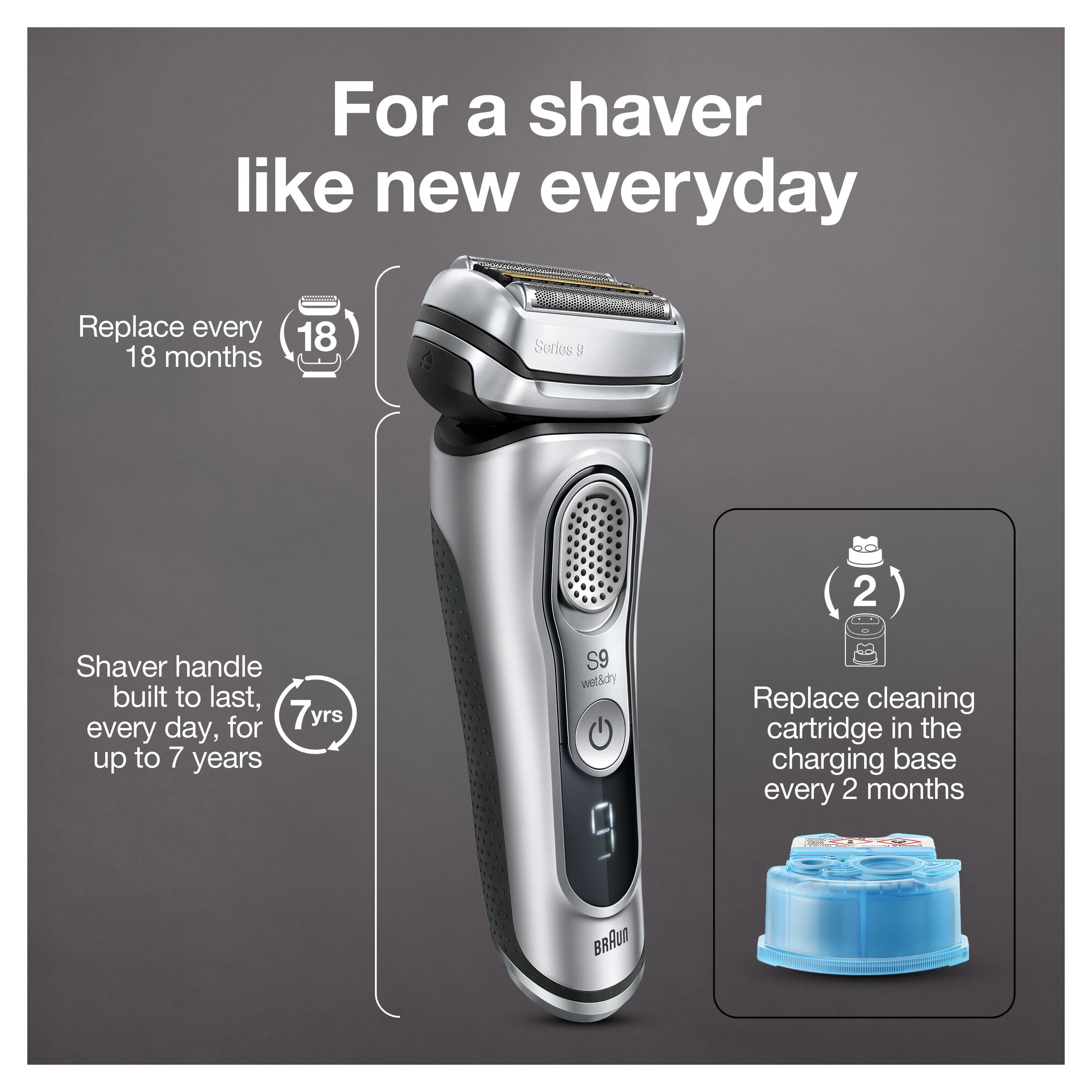 Braun Series 9 9370cc Electric Shaver for Men with Clean and Charge Station (Brown, 1 Count) pipkc