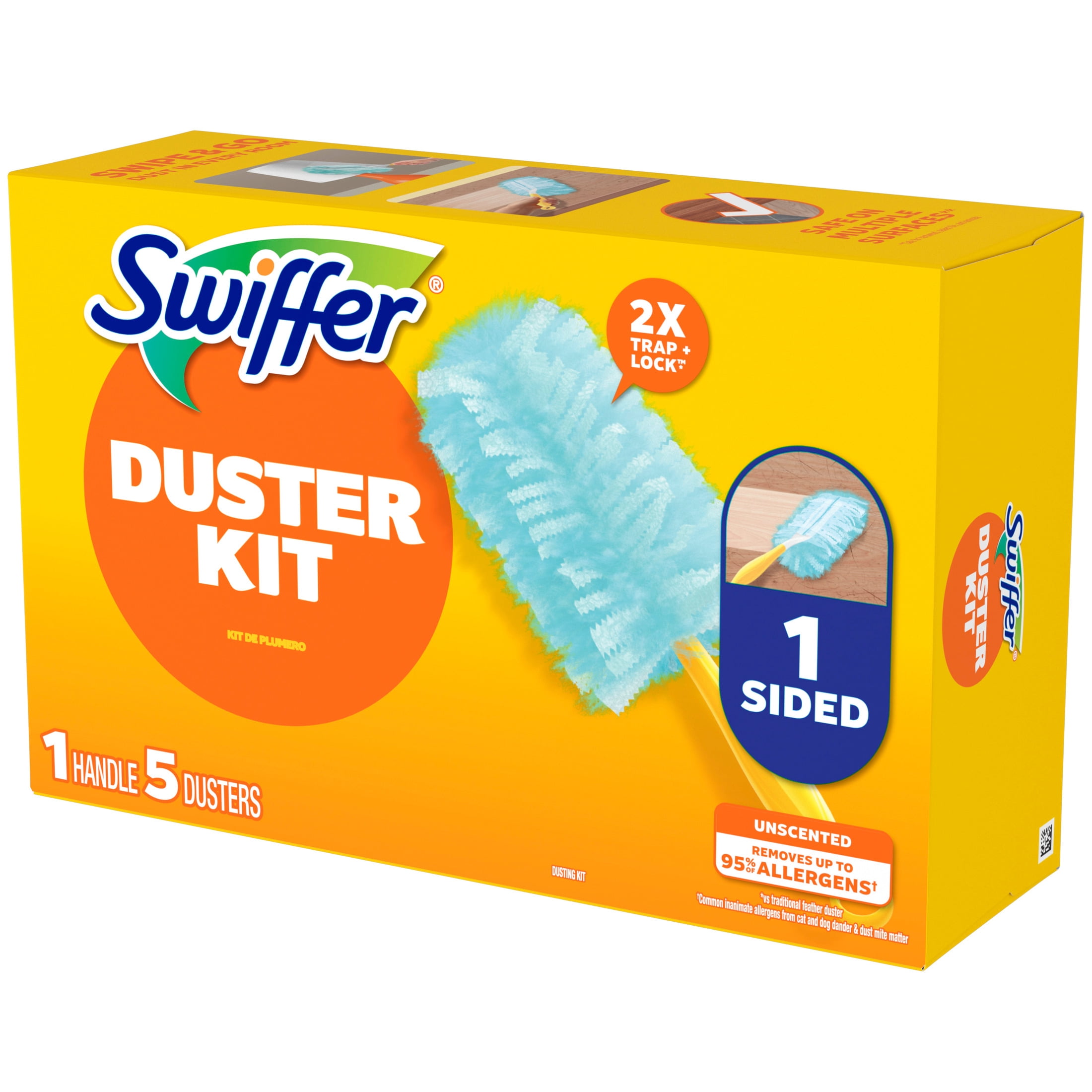 Swiffer Dusters Cleaning Kit, Dust Trapping Surface Cleaner, Unscented (1 Handle, 5 Refills) ntb82