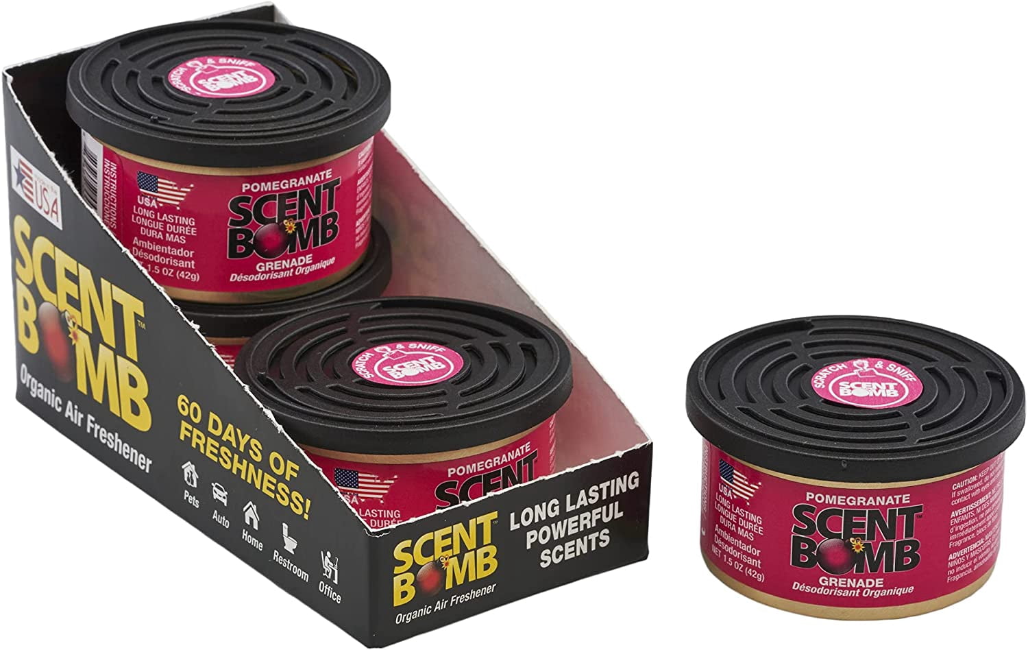 Scent Bomb Pomegranate Air Freshener, Long-Lasting Odor Eliminator (Pink, 1.5 oz) imj7t