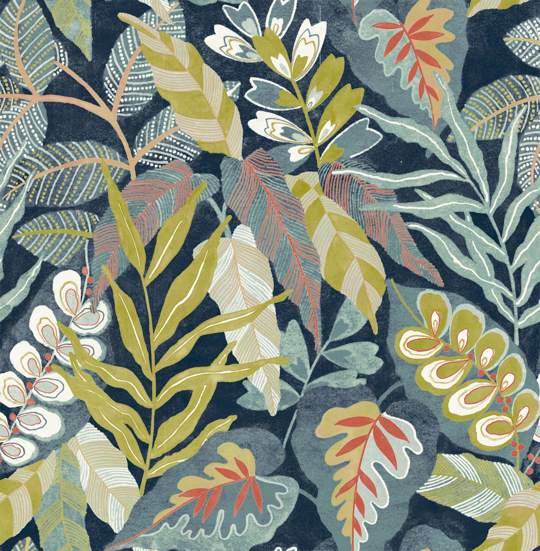 Roommates Studio Malena Floral Peel and Stick Wallpaper (Blue, 30.75 sq ft) zsz58