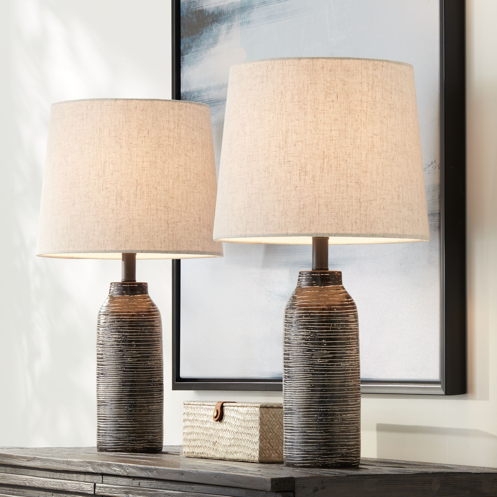 360 Lighting Mid Century Modern Farmhouse Table Lamps (Black, 24 in, Set of 2) b887g
