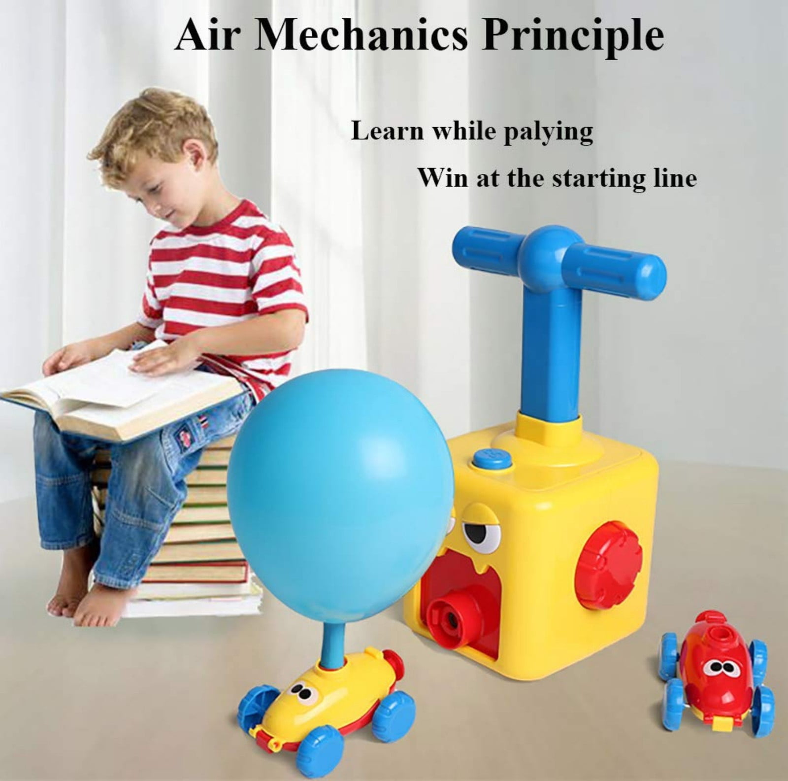 XUYAN Balloon Powered Car Inertial Power Racer Educational Science Toy (Yellow, 1 Pack) r7khj