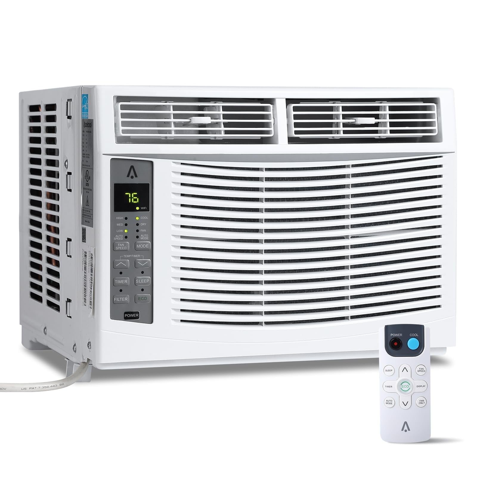 TROPOW Window-Mounted Air Conditioner 6,000 BTU with Remote Control and ECO Mode (White, 350 sq. ft. Coverage) 7buoa