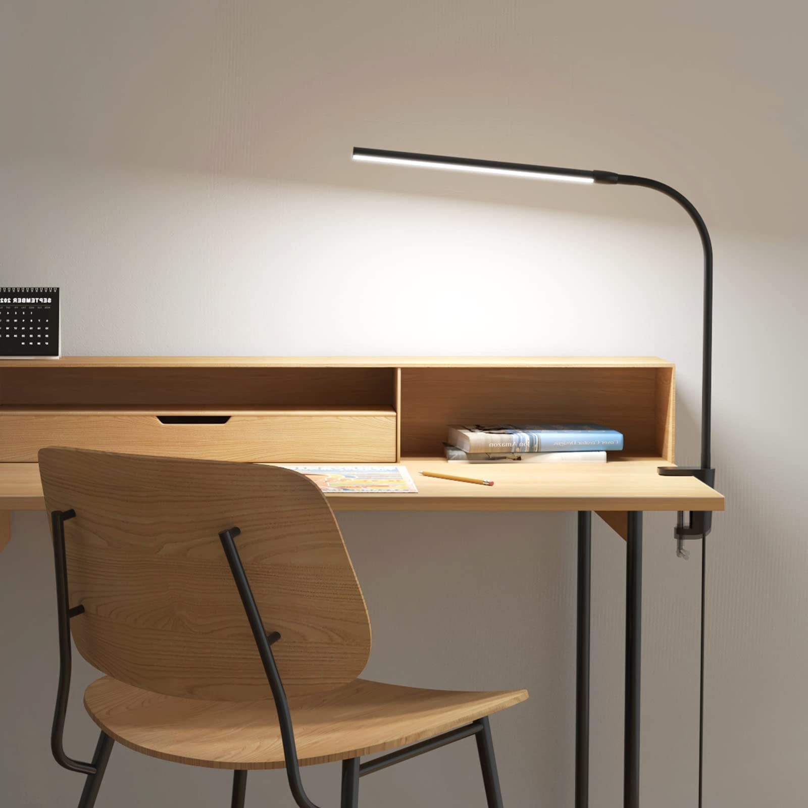 Lepro LED Clip-on Desk Lamp Dimmable USB Reading Light with Flexible Gooseneck (Black, 1 Pack) guusa