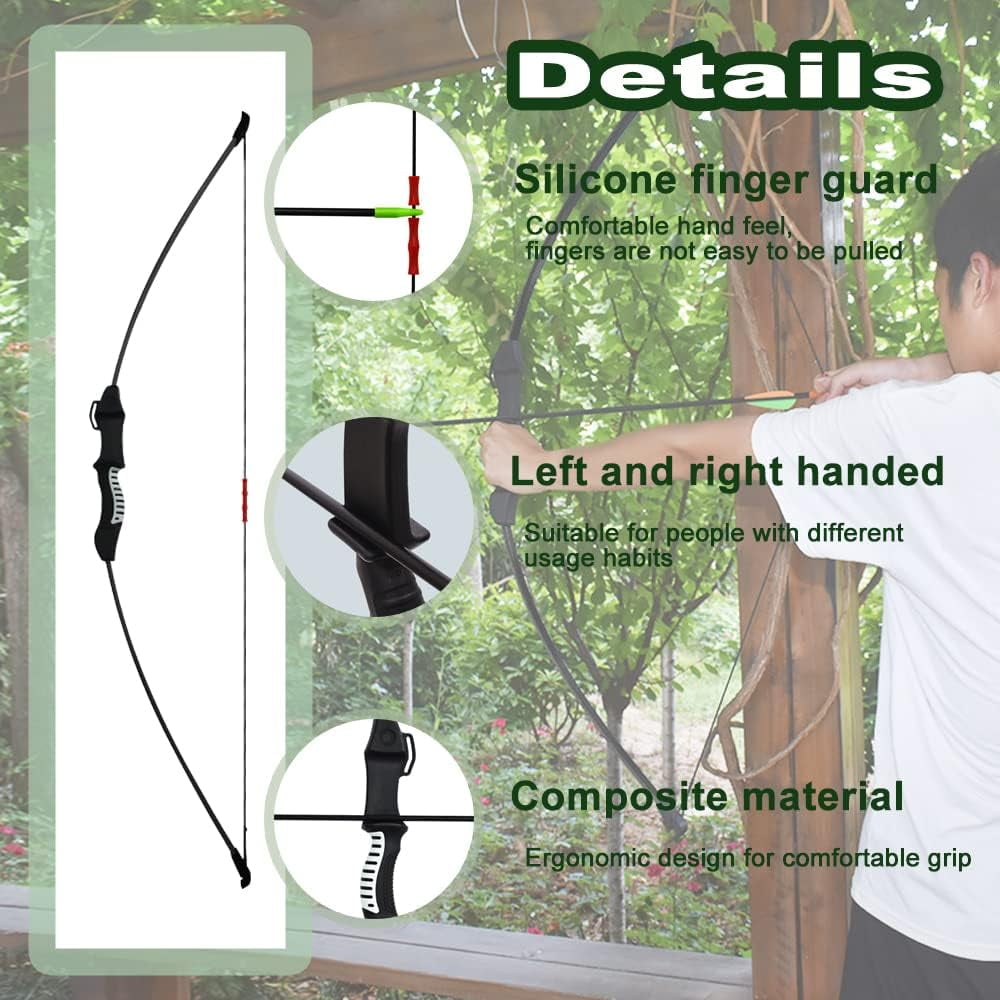 Runzkzy Youth Archery Bow Set for Recreational Shooting Practice (Black, 11 Piece Kit) cv3t1