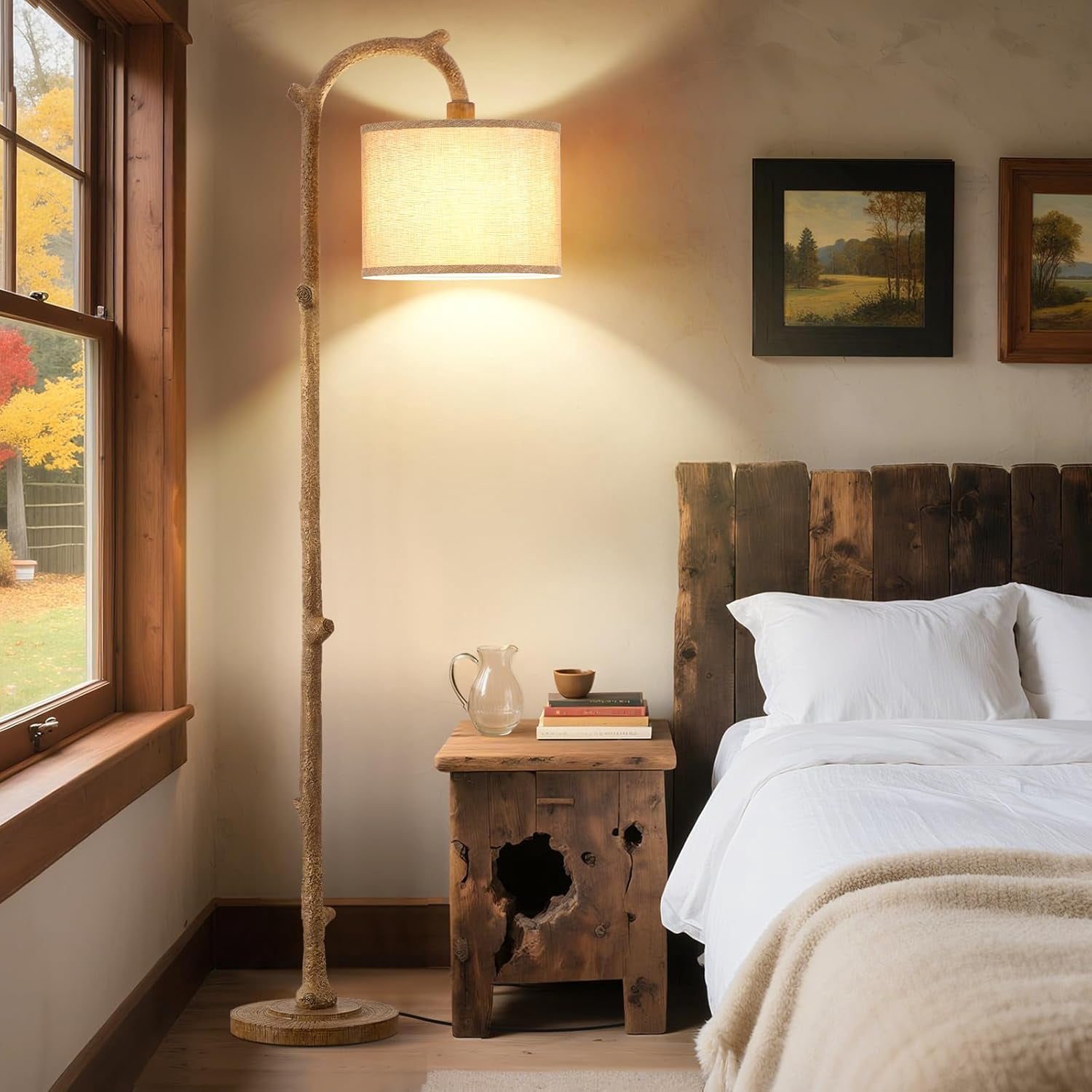 NATYSWAN Rustic Farmhouse Floor Lamp, Vintage Tall Standing Light for Living Room and Bedroom (Brown, 69 in) i3sim