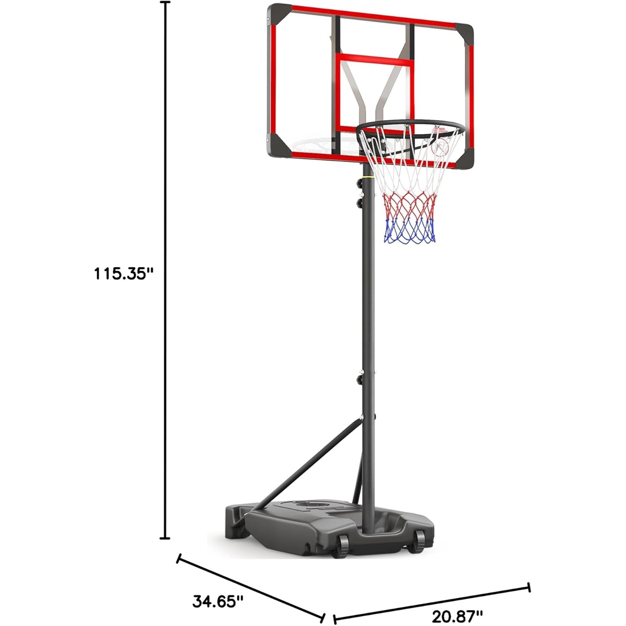 Toremore Portable Basketball Hoop System (Red, 33 in Backboard) Adjustable Height Outdoor Goal for Kids and Youth j0xoe