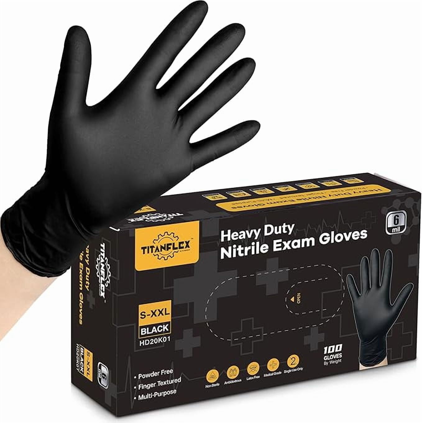 TitanFlex Heavy-Duty Nitrile Exam Gloves (Black, Medium, 100-ct) kvh5s