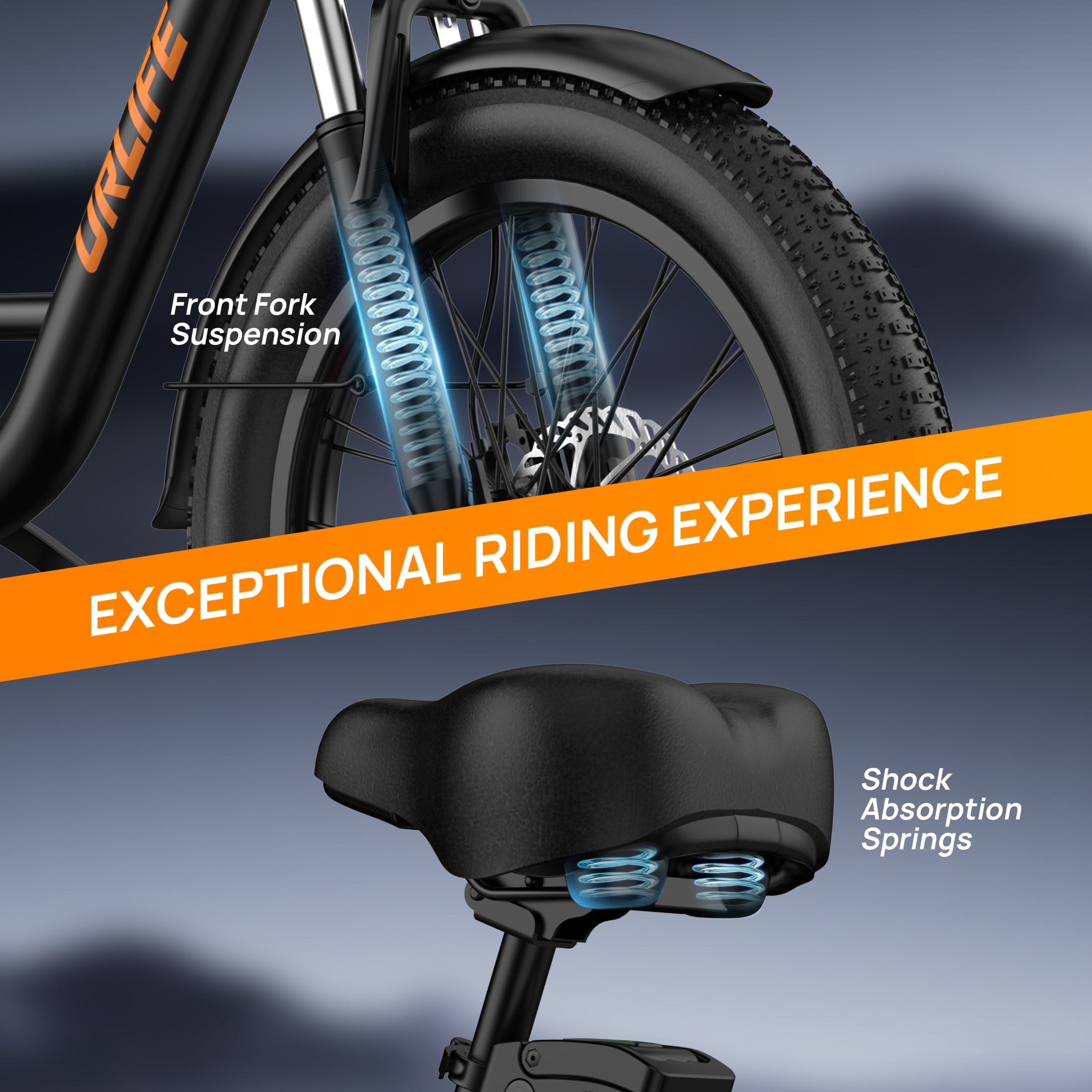 UrLife 3.0 Fat Tire Electric Bike, 750W Motor, 48V 13AH Battery, 7-Speed Commuter E-Bike (Black, 20 in) jru3m