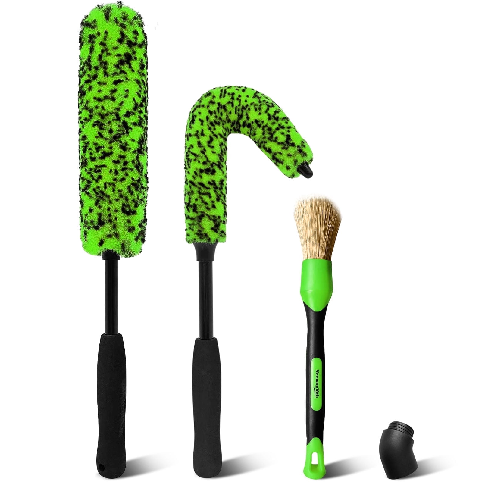 YeewayVeh 3-Piece Car Wheel Cleaning Brush Kit, Scratch-Free Rim Detailer Set (Green, 3-Piece Set) ke32n