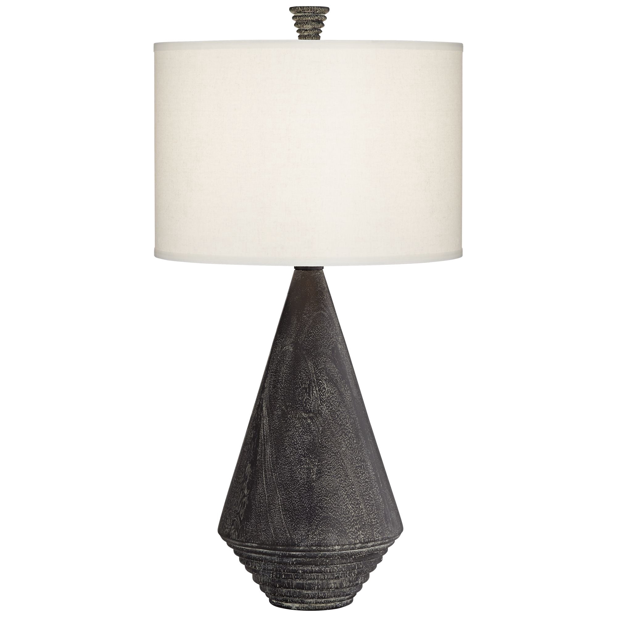 360 Lighting Adelis Modern Pyramid Table Lamp with Textured Black Finish and White Drum Shade (31 in) n17v4