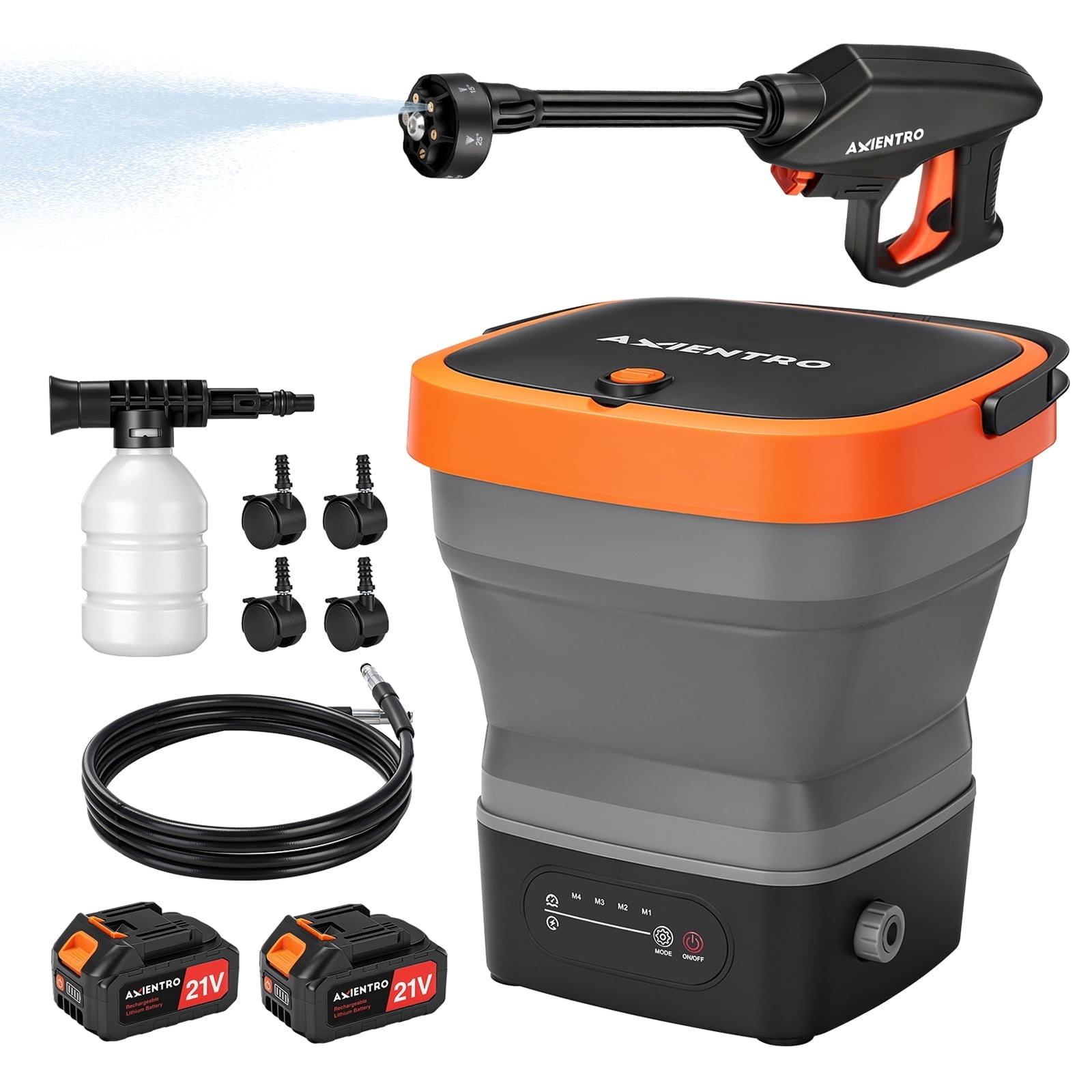 Axientro Cordless Portable Pressure Washer, 750 PSI Power Cleaner with 4.2 Gal Tank and 6-in-1 Nozzle (4.2 Gal) rou3z