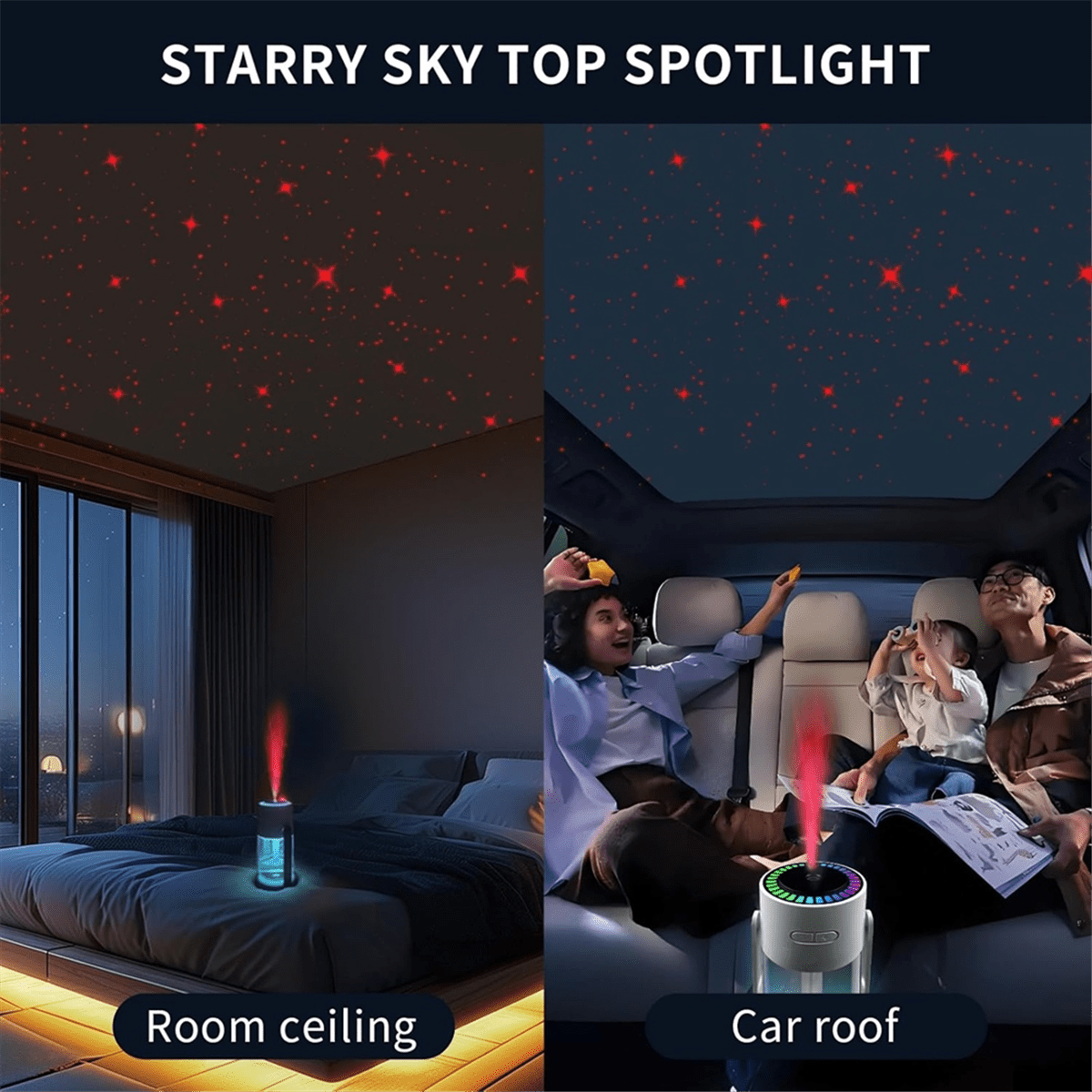 XINGYUN Mini Humidifier with Starry Sky Projection, USB Desktop Personal Humidifier for Office and Bedroom (White, 10 fl oz) 849i4