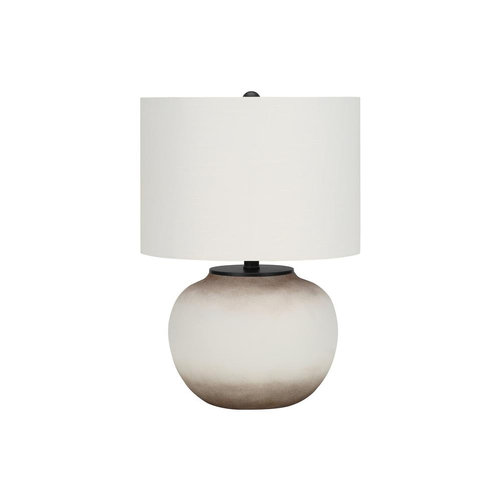Monarch Specialties Modern Table Lamp with Cream Ceramic Base and Ivory Fabric Shade (21 in. H) xen7c