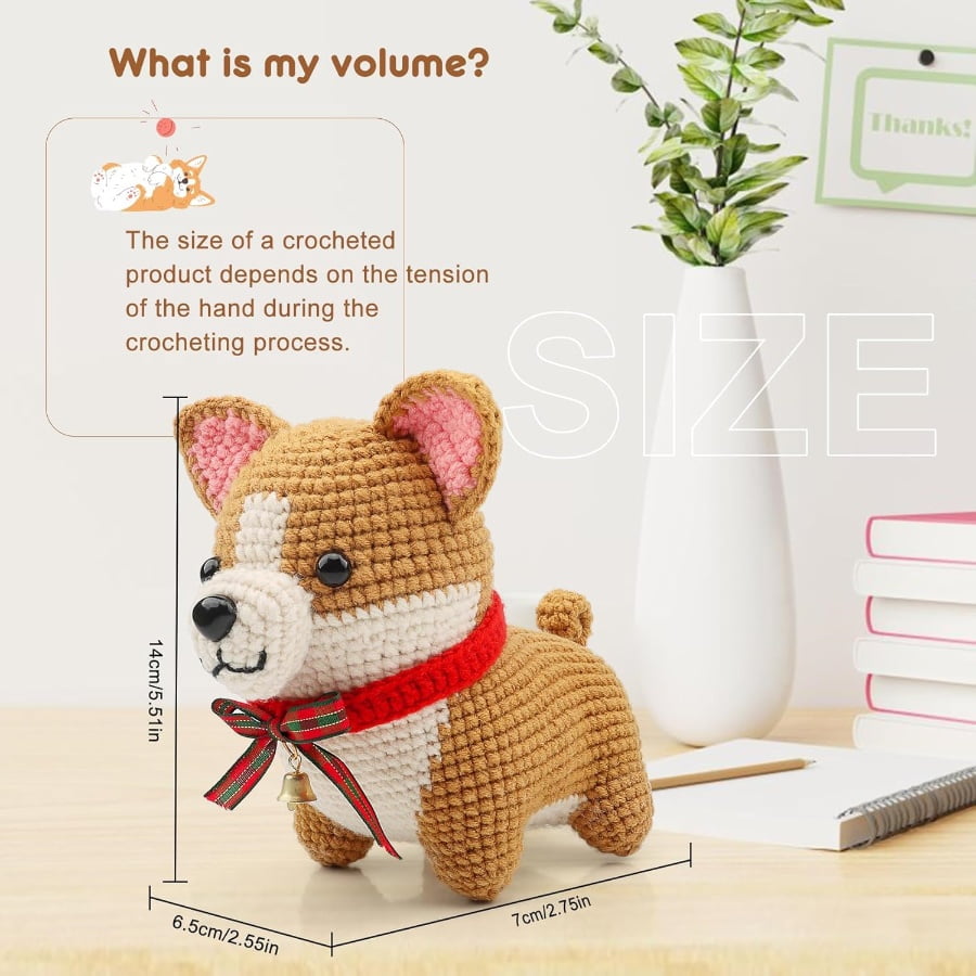 Imcrasy Crochet Kit for Beginners, DIY Dog Animal Plushie Craft Set with Tutorial Video (1 Pack) slkuh