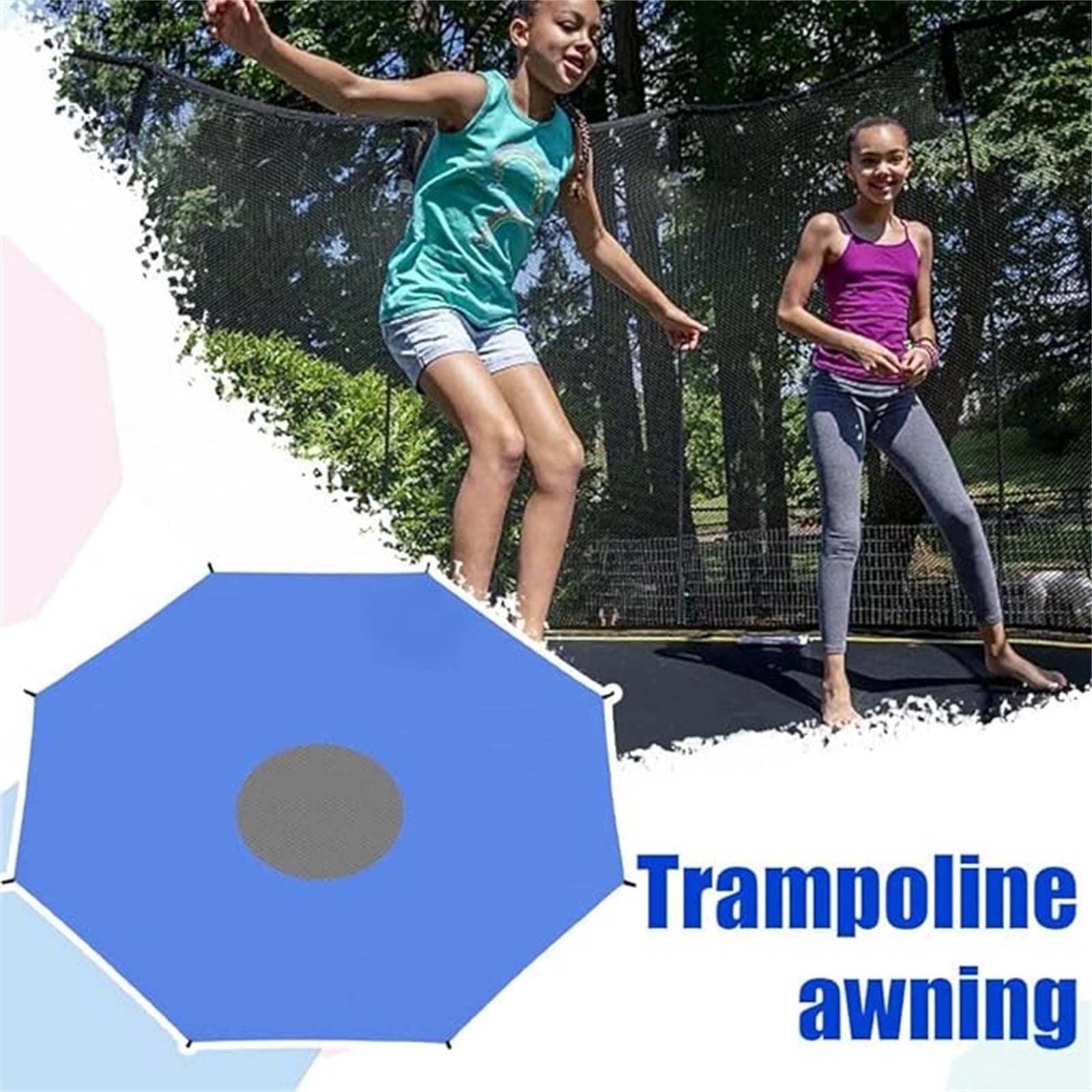 qolami Trampoline Shade Cover, Weather-Resistant Sunscreen Canopy for Outdoor Backyard Playgrounds (Blue, 16 ft) btmvp
