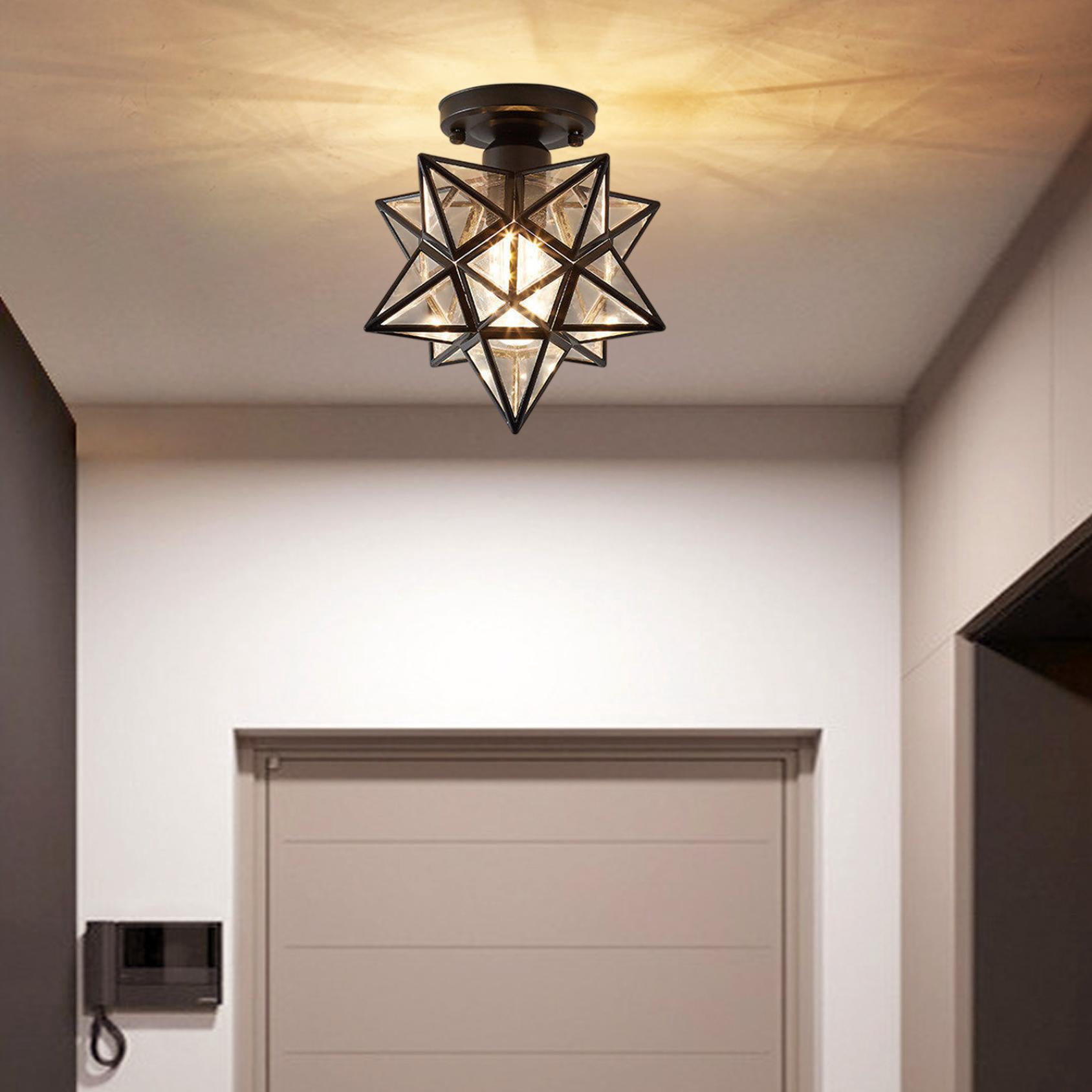 Toycle Moravian Star Flush Mount Ceiling Light, Transitional Brass Fixture with Clear Glass (Black, 12 in) u3c7z