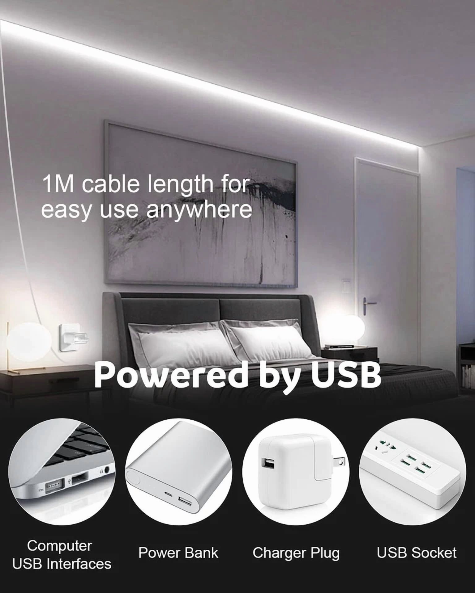 VAULT USB COB LED Strip Light, High-Density Flexible Lighting for TV Backlight and Kitchen Under-Cabinet (Daylight White, 3.28 ft) ixrgy