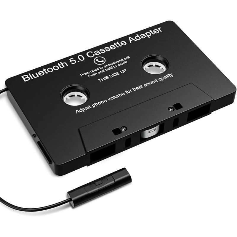SWAJUJA Bluetooth 5.0 Cassette Adapter for Car Audio (Black, 1 Pack) 1t27d