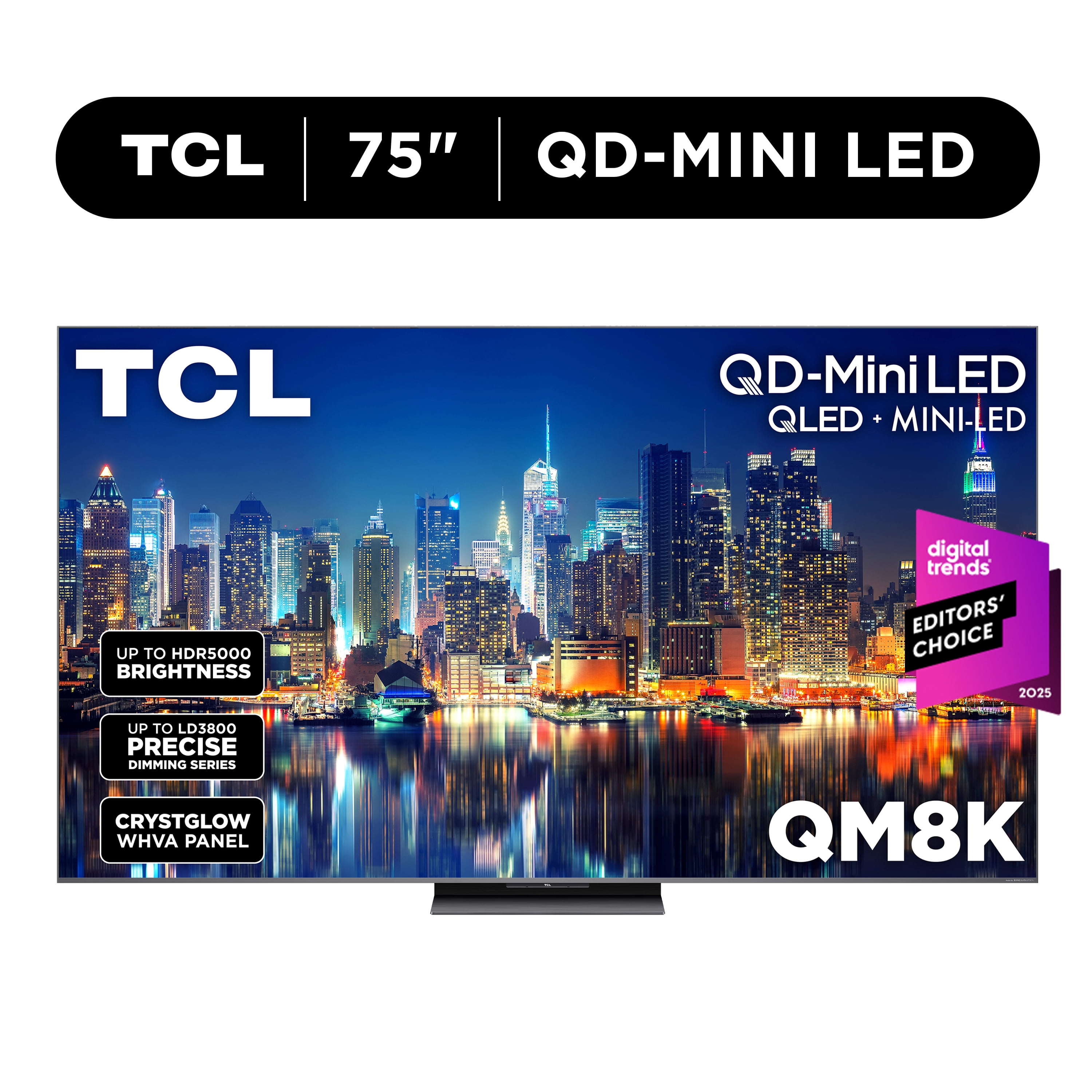 TCL 75-inch Class QM8K Series QD-Mini LED 4K UHD Smart Google TV (144Hz, HDR5000, Local Dimming) 599e5
