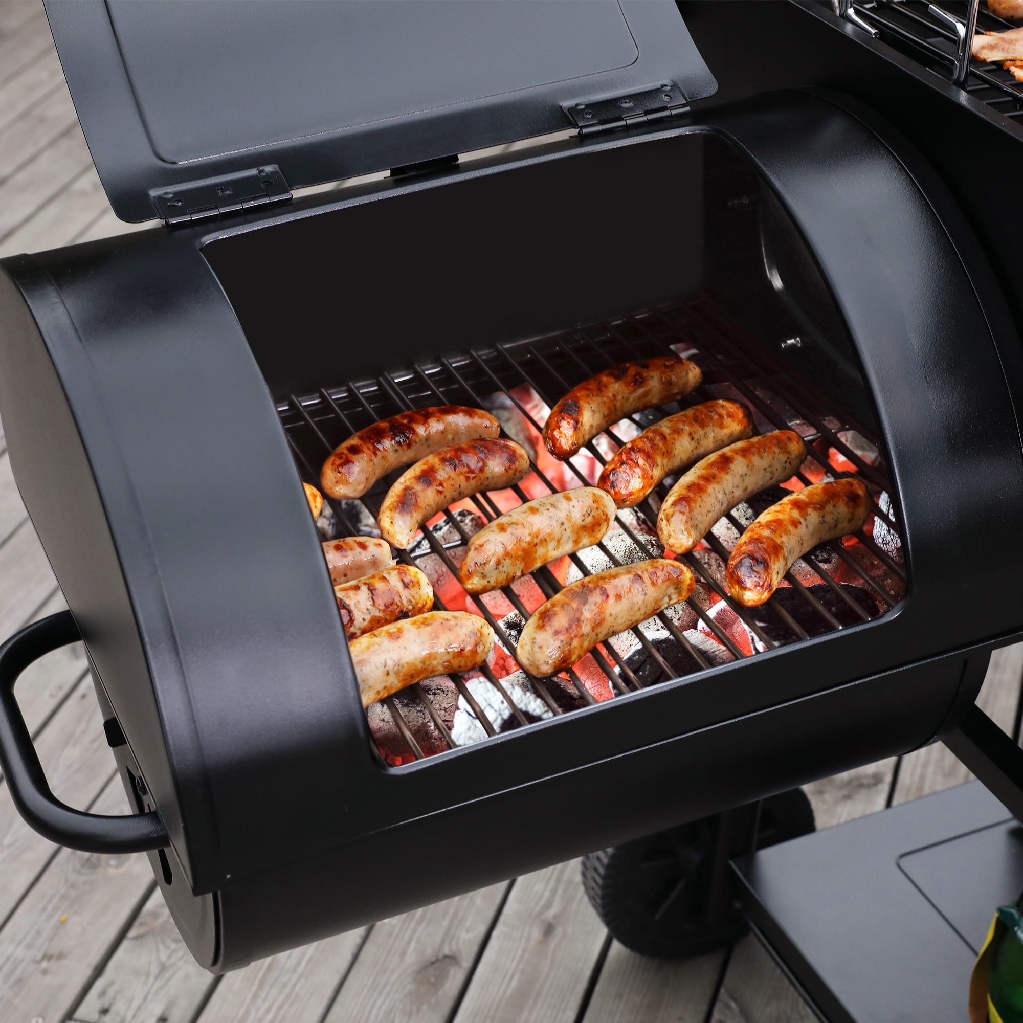 Royal Gourmet CC2036F 36 in Charcoal Barrel Grill with Offset Smoker (Black, 65.94 in L x 29.92 in W x 51.18 in H) nd60w